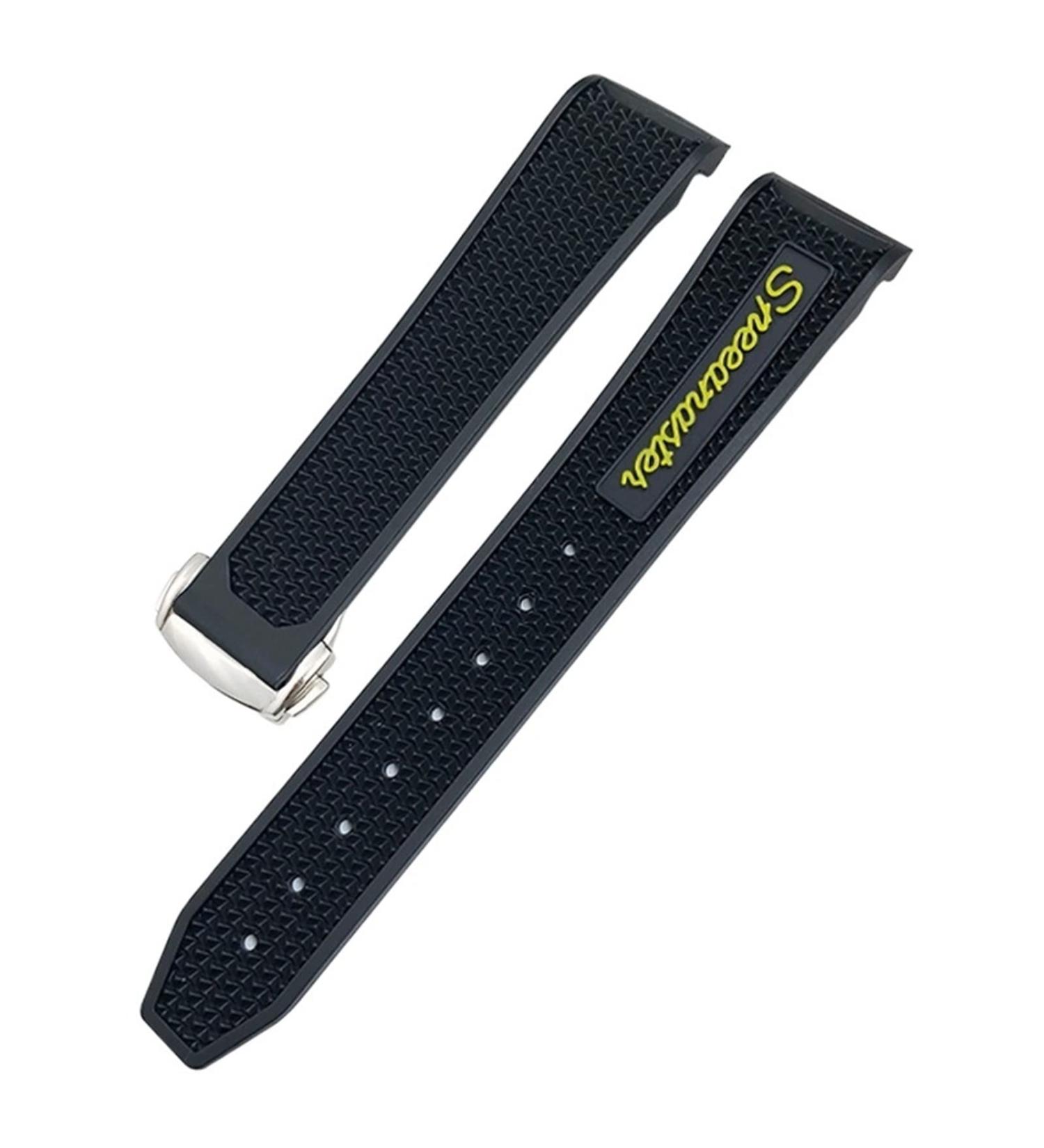Buy HAMONEE Silicone Watch Strap | 18mm 19mm 21mm 22mm for Omega Moonwatch Speedmaster Seamaster - Soft Black Yellow Bracelet - Buy Online on GoSupps.com