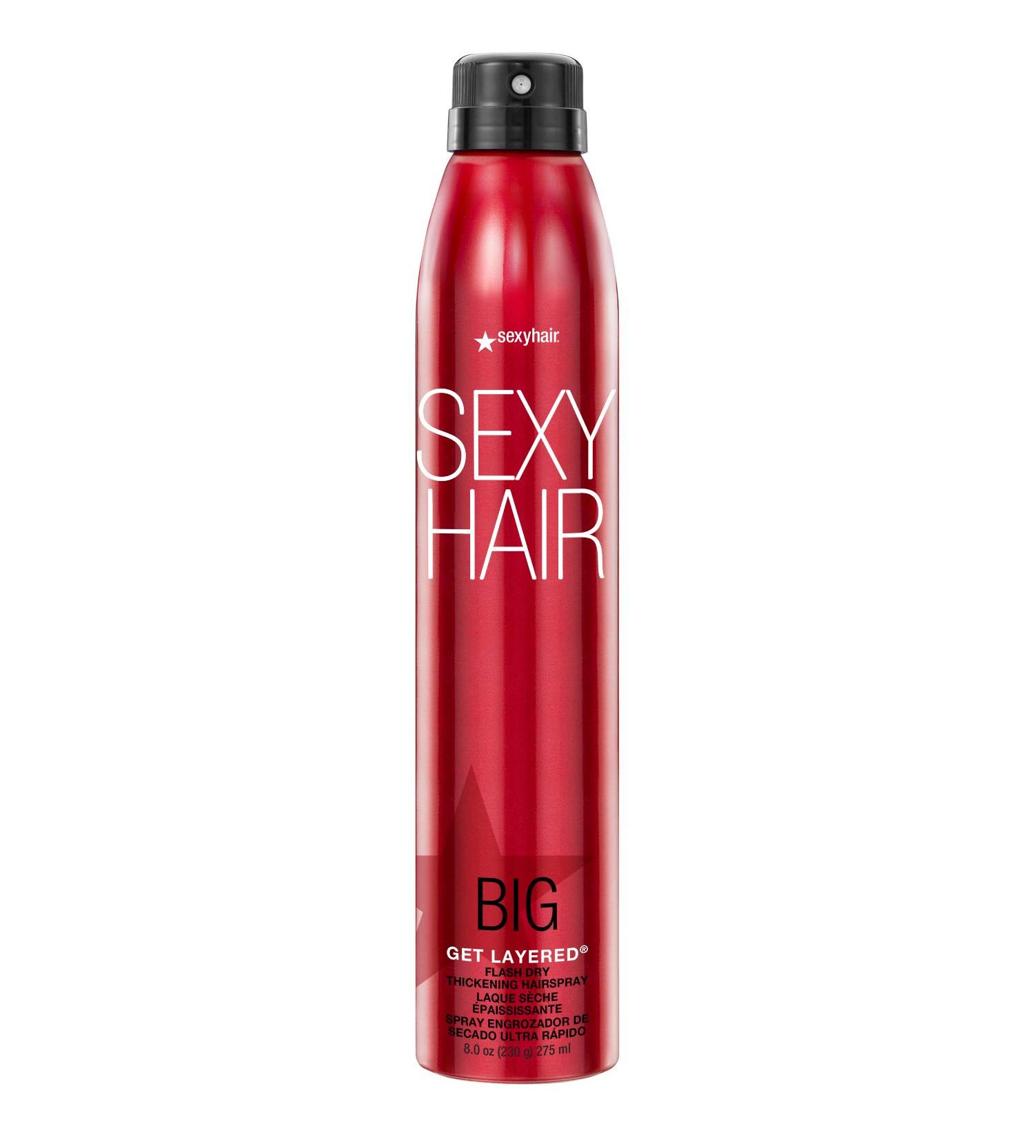 SexyHair Big Get Layered Flash Dry Thickening Hairspray 8 Oz - Buildable Texture, Volume, and Shine | 72-Hour Humidity Resistance - Buy Online on GoSupps.com