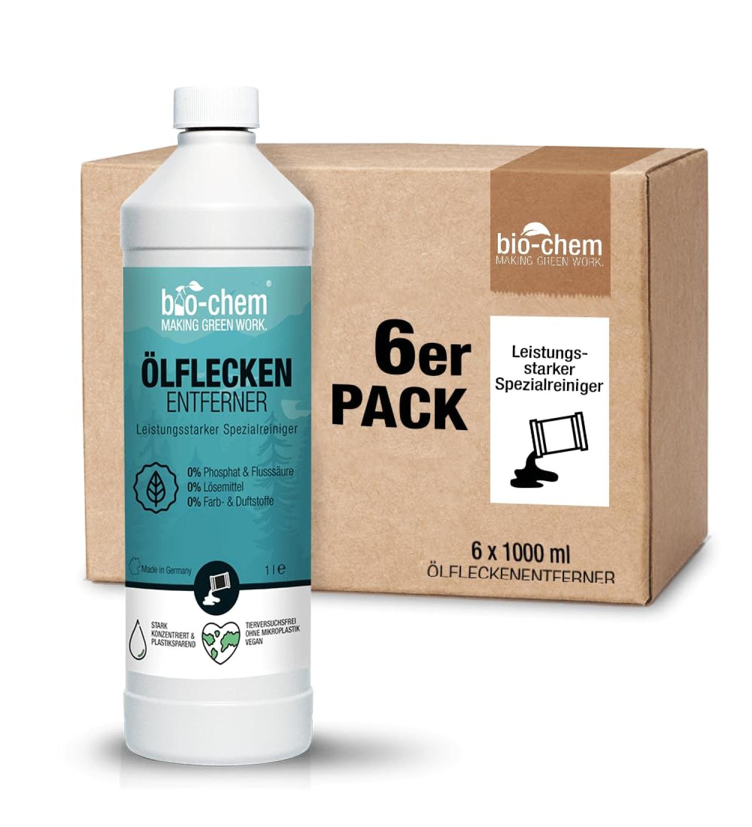 Bio-Chem Oil Spots Remover 6x1L - Effective Cleaner for Paving Stones Concrete & Asphalt - Made in Germany - 6-Pack - Buy Online on GoSupps.com