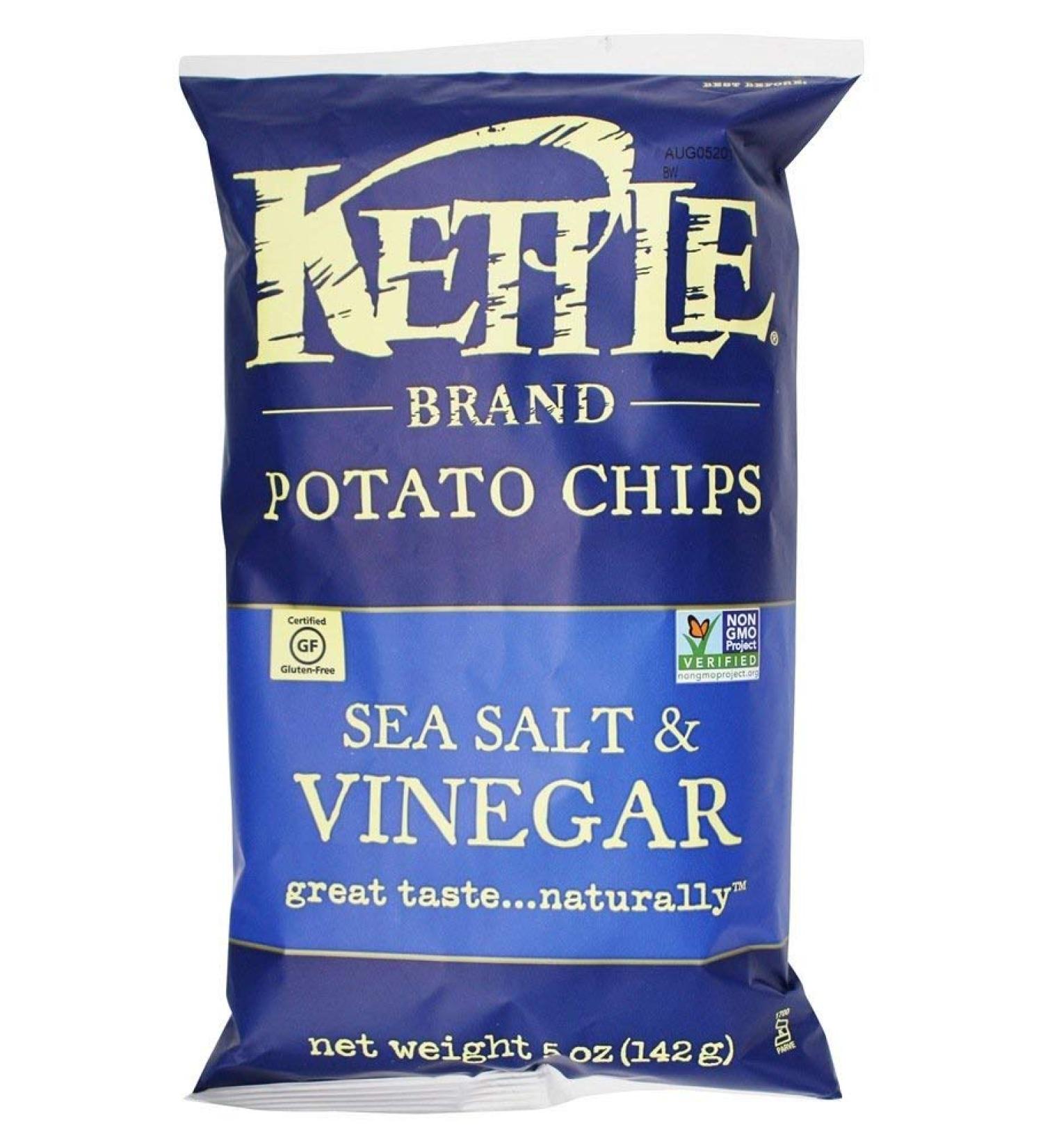 Kettle Foods Sea Salt & Vinegar Potato Chips 5 oz - Crunchy Snack Delight - Buy Online on GoSupps.com