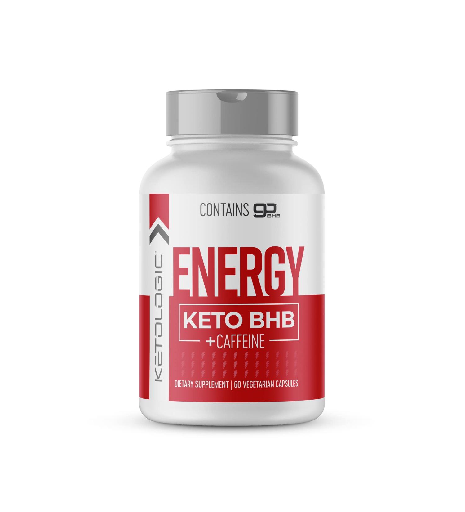 Ketologic Energy Capsules - BHB with Caffeine Gluten Free Energy Supplement 60 Capsules 30 Servings - Buy Online on GoSupps.com