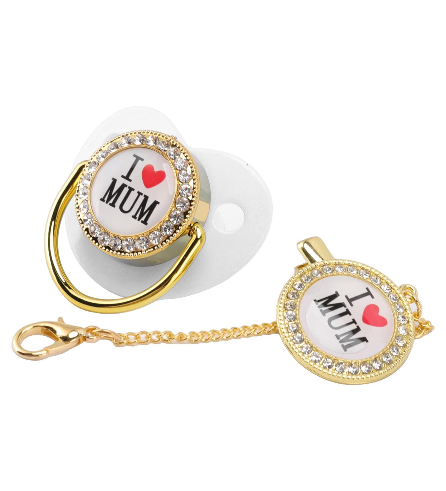 Bling Baby Pacifier - Silicone Soft Dummy Soother Teether Toy for Breastfeeding Babies 6-18 Months - With Clips - Perfect Baby Shower or Christmas Gift (White) - Buy Online on GoSupps.com