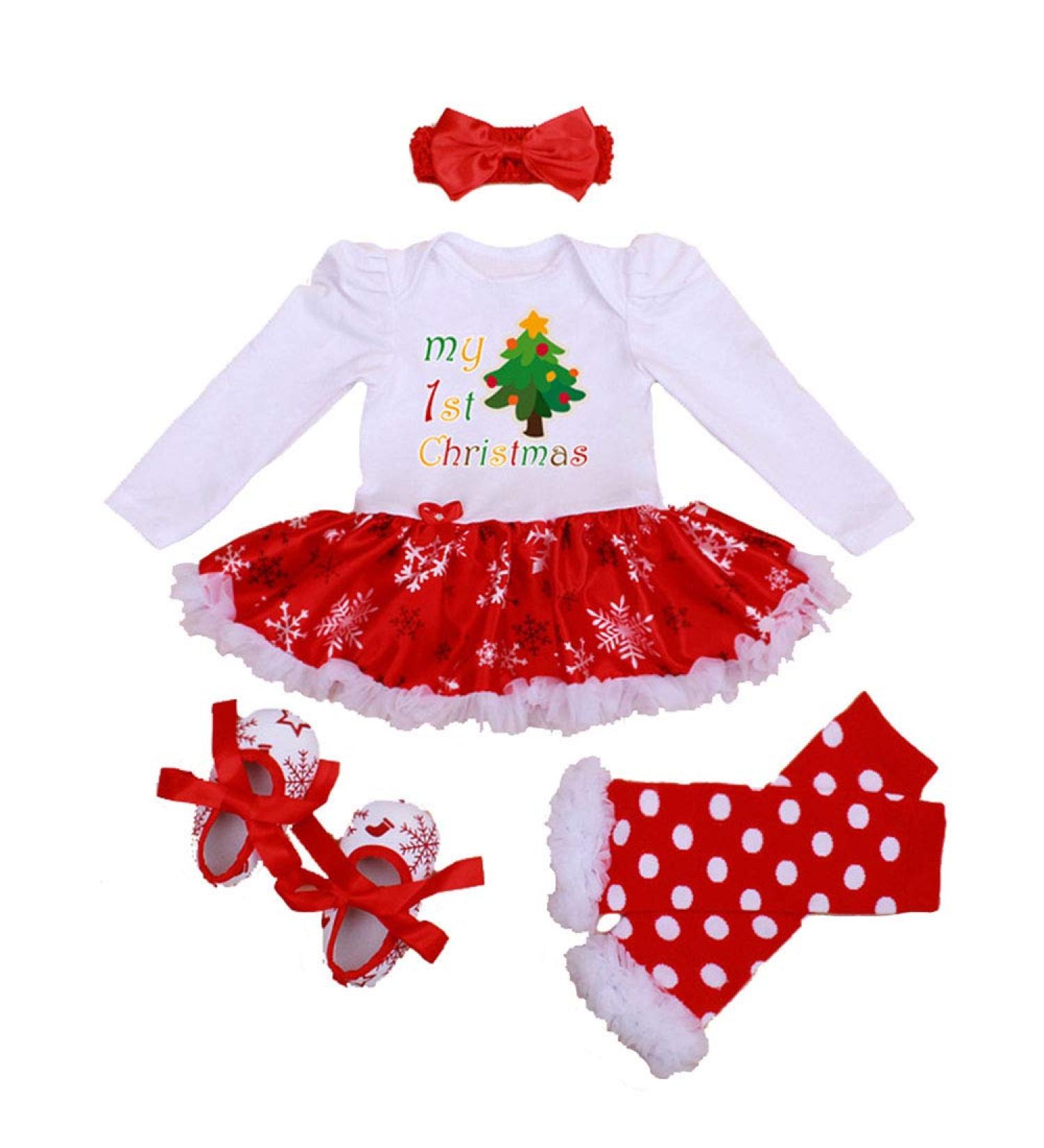Winmany Baby Girls Christmas Romper Tutu Dress Set 6-12 Months with Headband, Leg Warmer, and Shoes - Christmas Tree - Buy Online on GoSupps.com