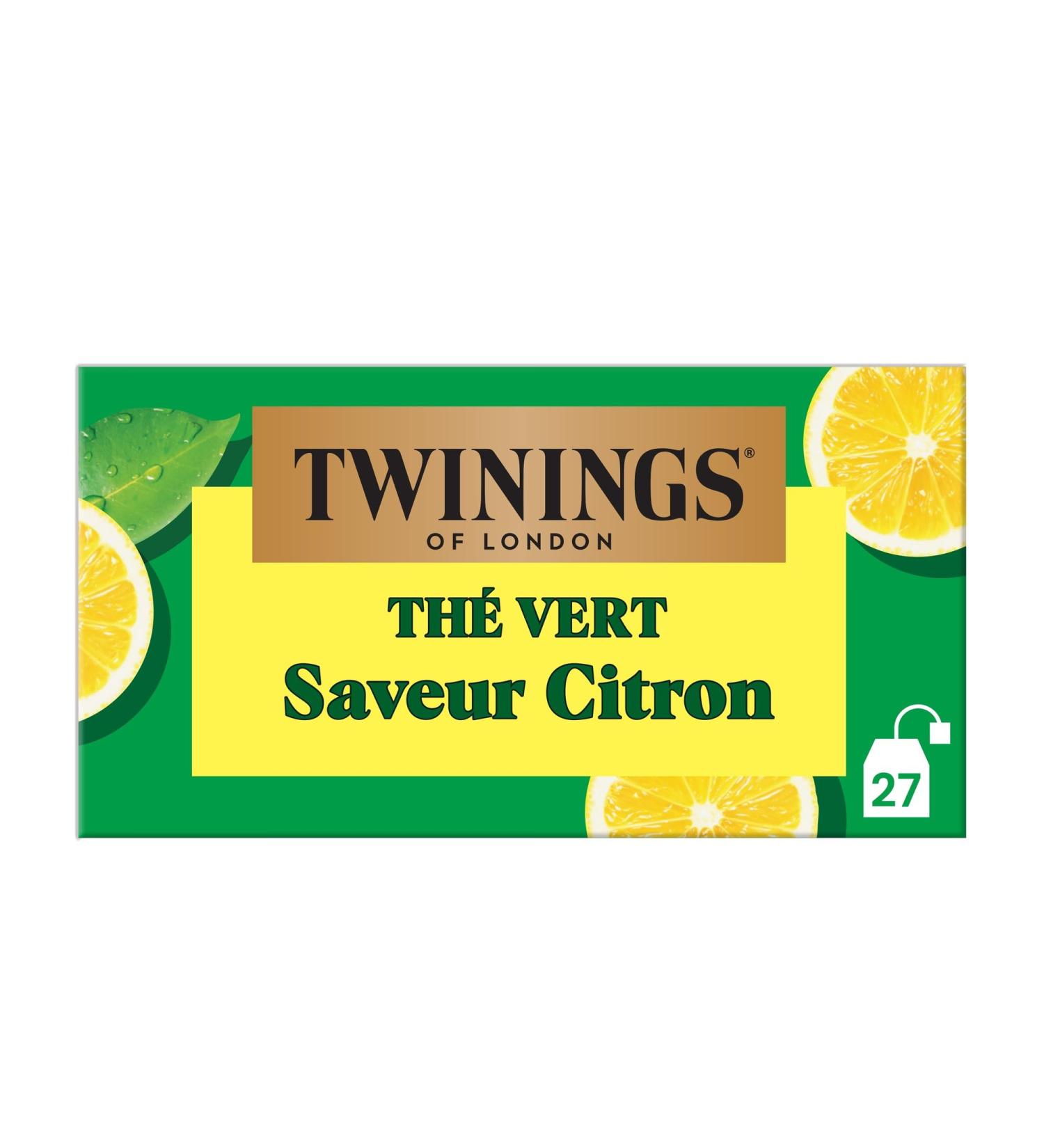 Twinings - Th Vert saveur Citron - 27 Sachets - D guster Chaud ou Froid - Buy Online on GoSupps.com