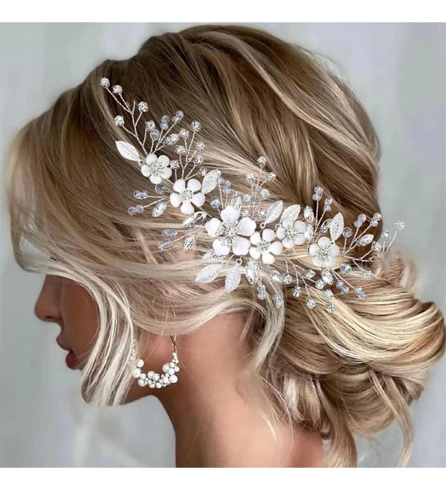 ISLHJDD Flower Bride Wedding Hair Vine Crystal Hair Accessories Bridal Hair Clip Prom hair Accessories Bridal Headband Headpiece for Women and Girls - Buy Online on GoSupps.com