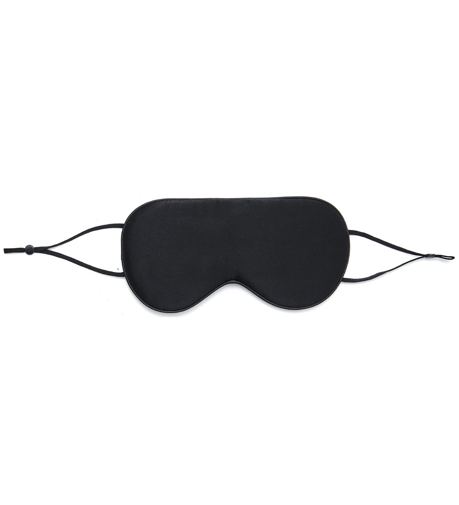 Premium Mulberry Silk Sleep Mask for Men & Women - Adjustable Ear-Hanging Strap Large Black Eye Mask for Ultimate Comfort - Buy Online on GoSupps.com