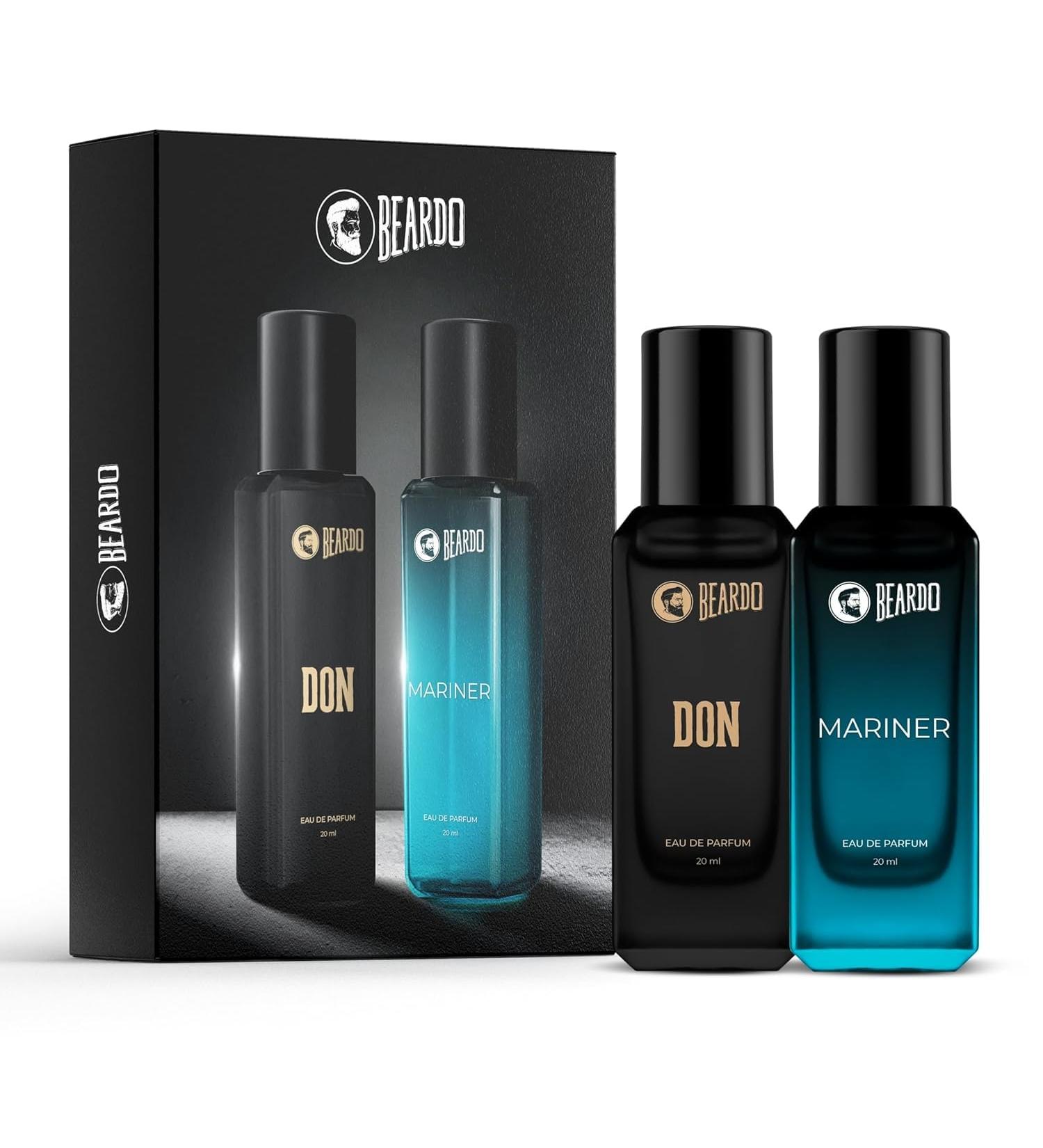 Beardo_Don & Mariner Perfume for Men 20ml x 2 | Mariner EDP with Fresh Aqua Notes for Men Long Lasting Perfume for Date night fragrance | Spicy Musk Don fragrance | Ideal gift for men - Buy Online on GoSupps.com