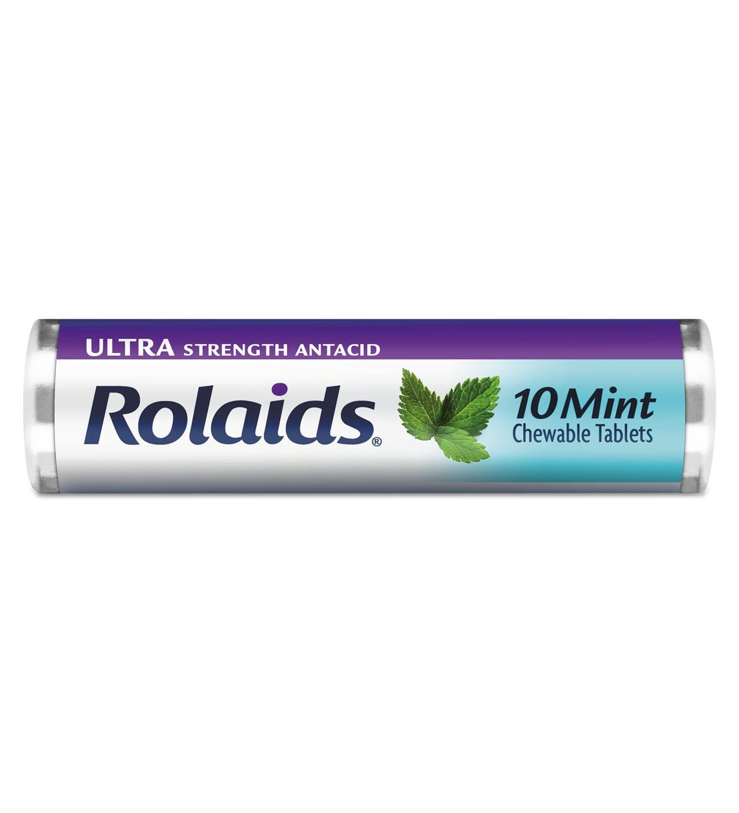 Rolaids R10034 Ultra Strength Antacid Chewable Tablets Mint 10/Roll 12 Roll/Box