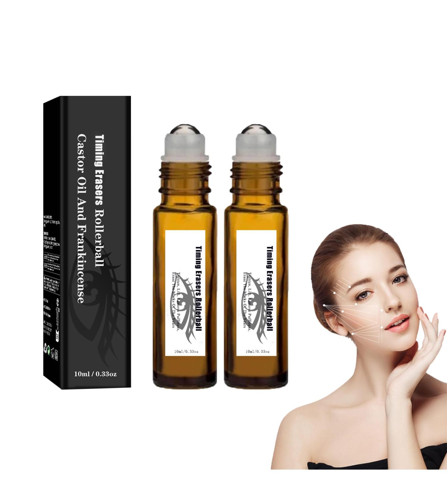 Timing Erasers Rollerball - Castor Oil & Frankincense Eye Roller Set for Moisturizing Anti-Wrinkle & Fine Lines (2 PCS) International Shipping - Buy Online on GoSupps.com