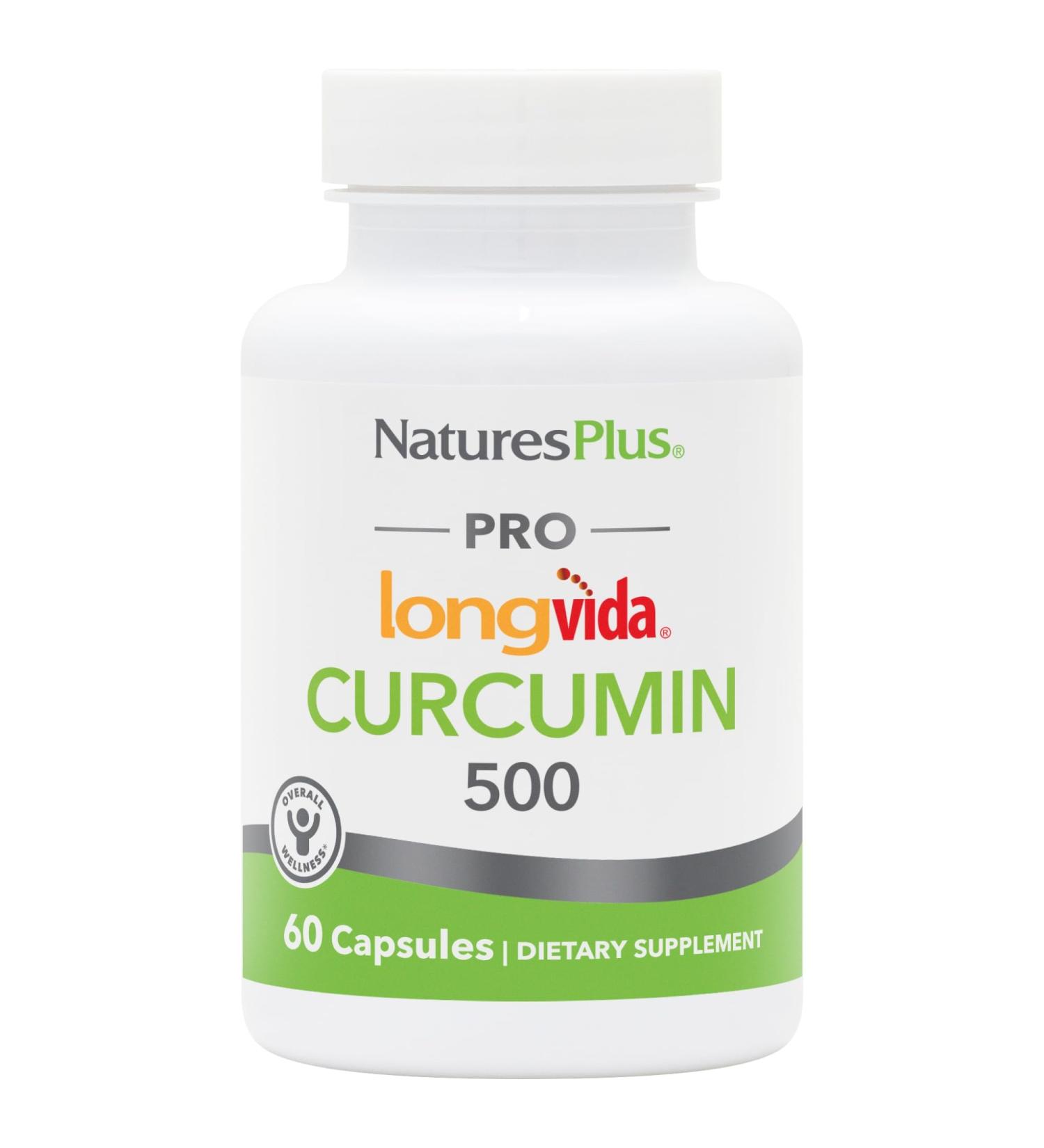 NaturesPlus PRO Longvida Curcumin 500 mg - 60 Capsules - Promotes Healthy Free Radical Protection - Non-GMO Vegan & Gluten Free - 60 Servings - Buy Online on GoSupps.com