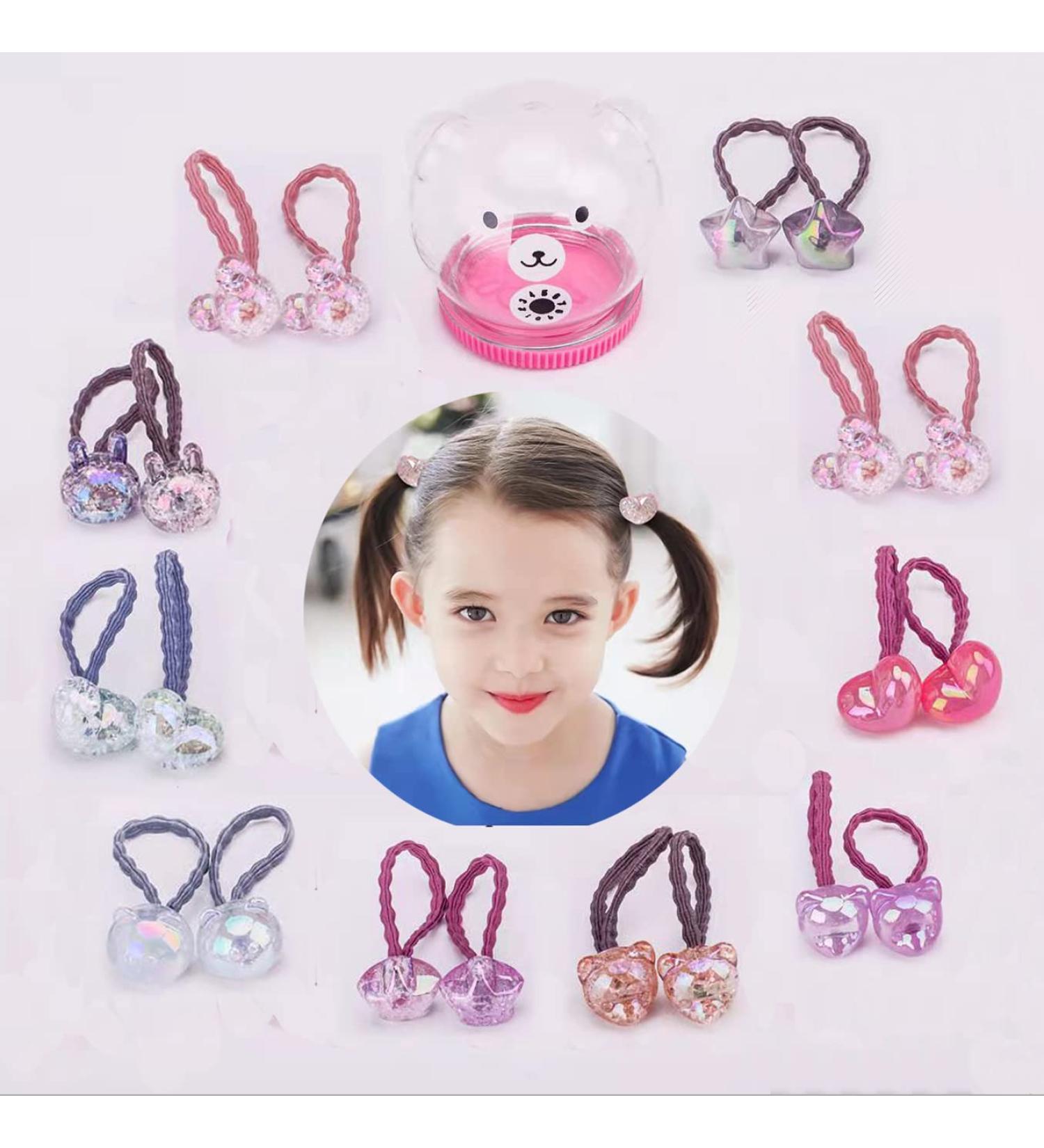 20 Pcs Children Elastic Hair Ties - Blingbling Candy Colors - Ponytail Holder Accessories for Kids & Teens - Buy Online on GoSupps.com