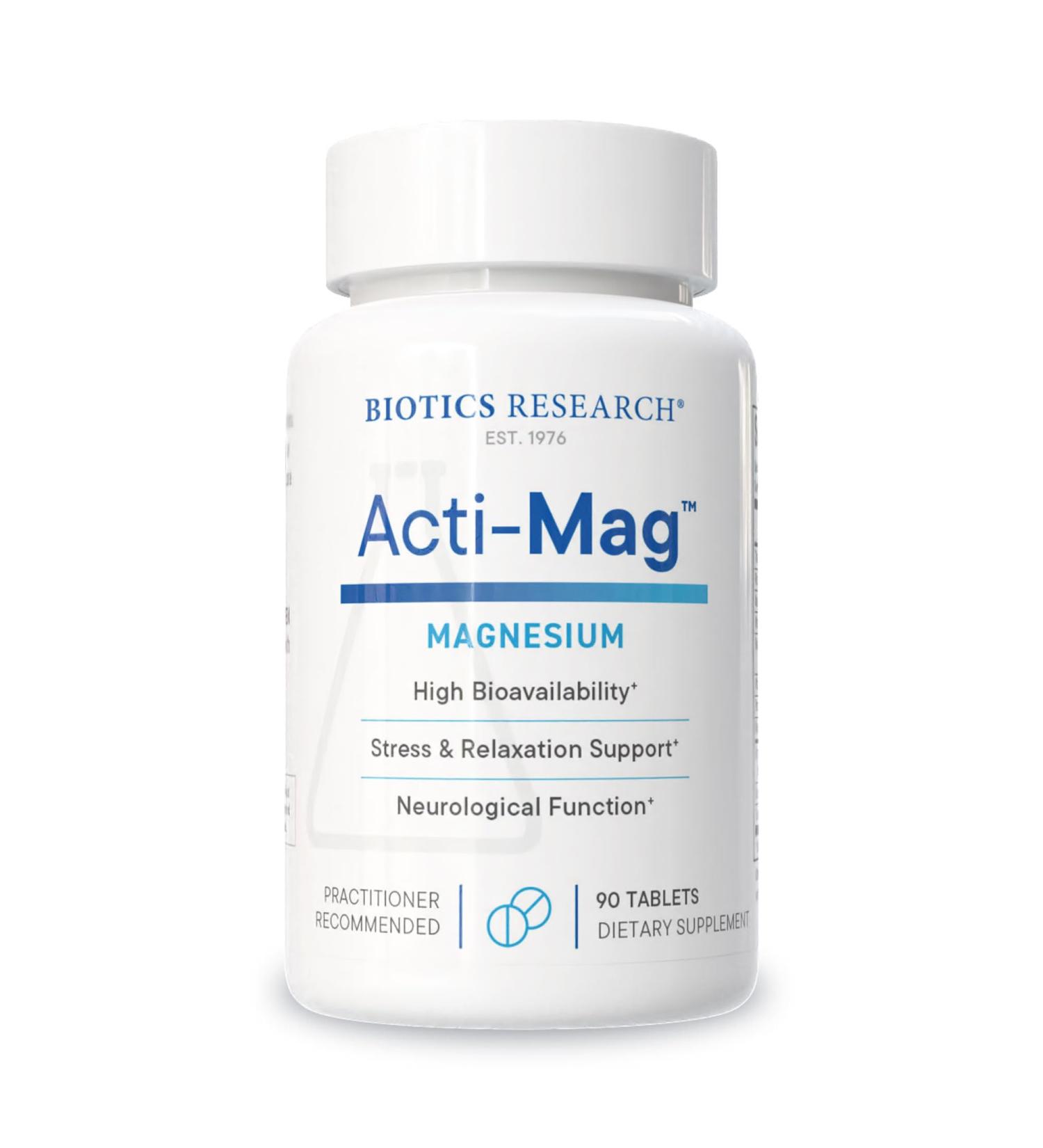Biotics Research Acti-Mag - Premium Magnesium Glycerophosphate (200mg) - with Beetroot Extract B-Vitamins & Taurine - 90 Tablets - Buy Online on GoSupps.com