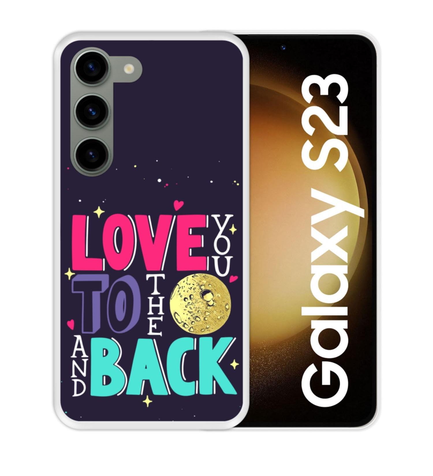 Romantic Silicone Shell for Samsung Galaxy S23 - 'Love You to the Moon and Back' Flexible TPU Cover - Buy Online on GoSupps.com