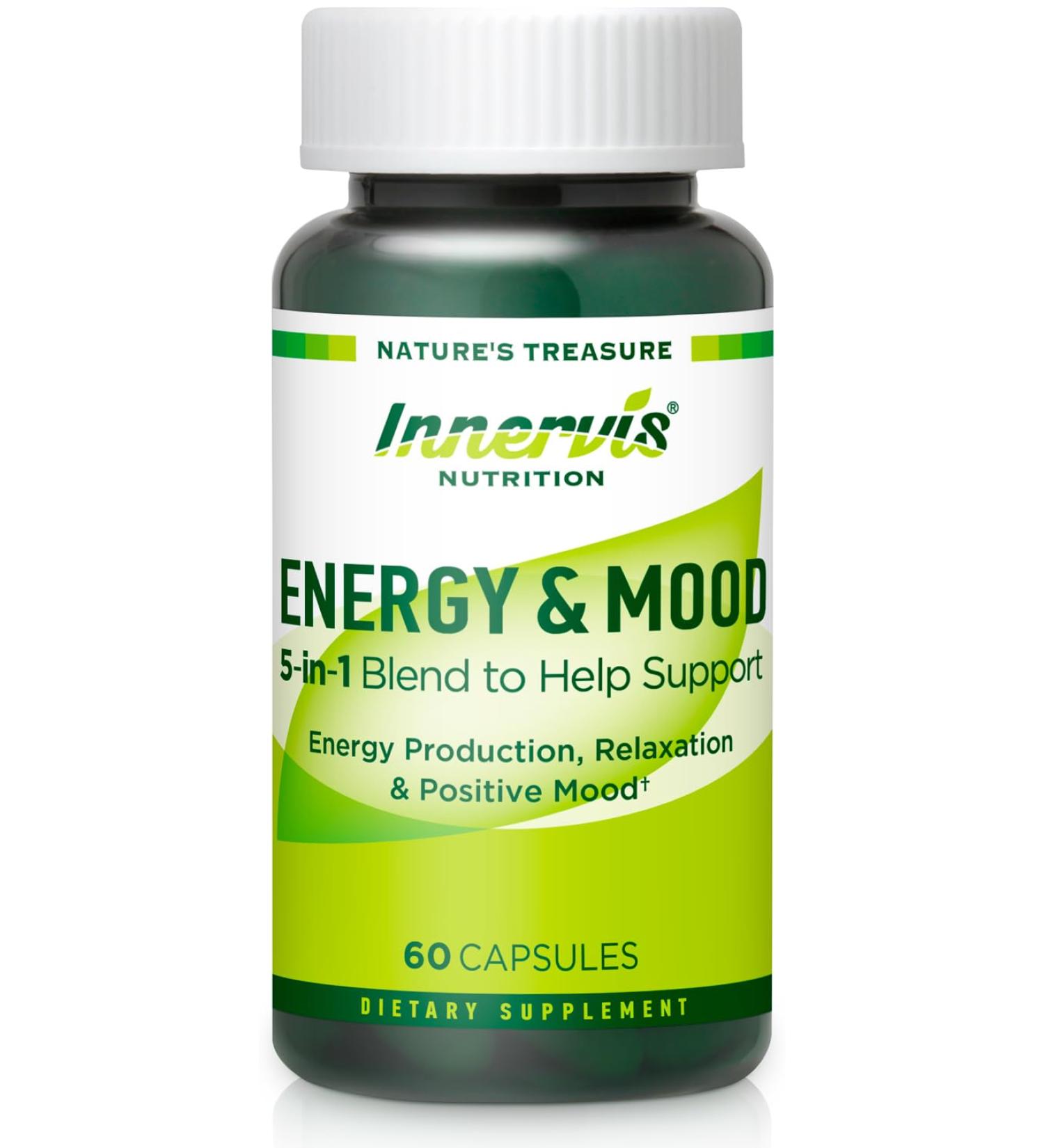 Energy & Mood Supplement Boost Energy & Reduce Fatigue Support Relaxation 60 Capsules Non-GMO 3rd Party Tested Innervis Nutrition 60 Count (Pack of 1) - Buy Online on GoSupps.com