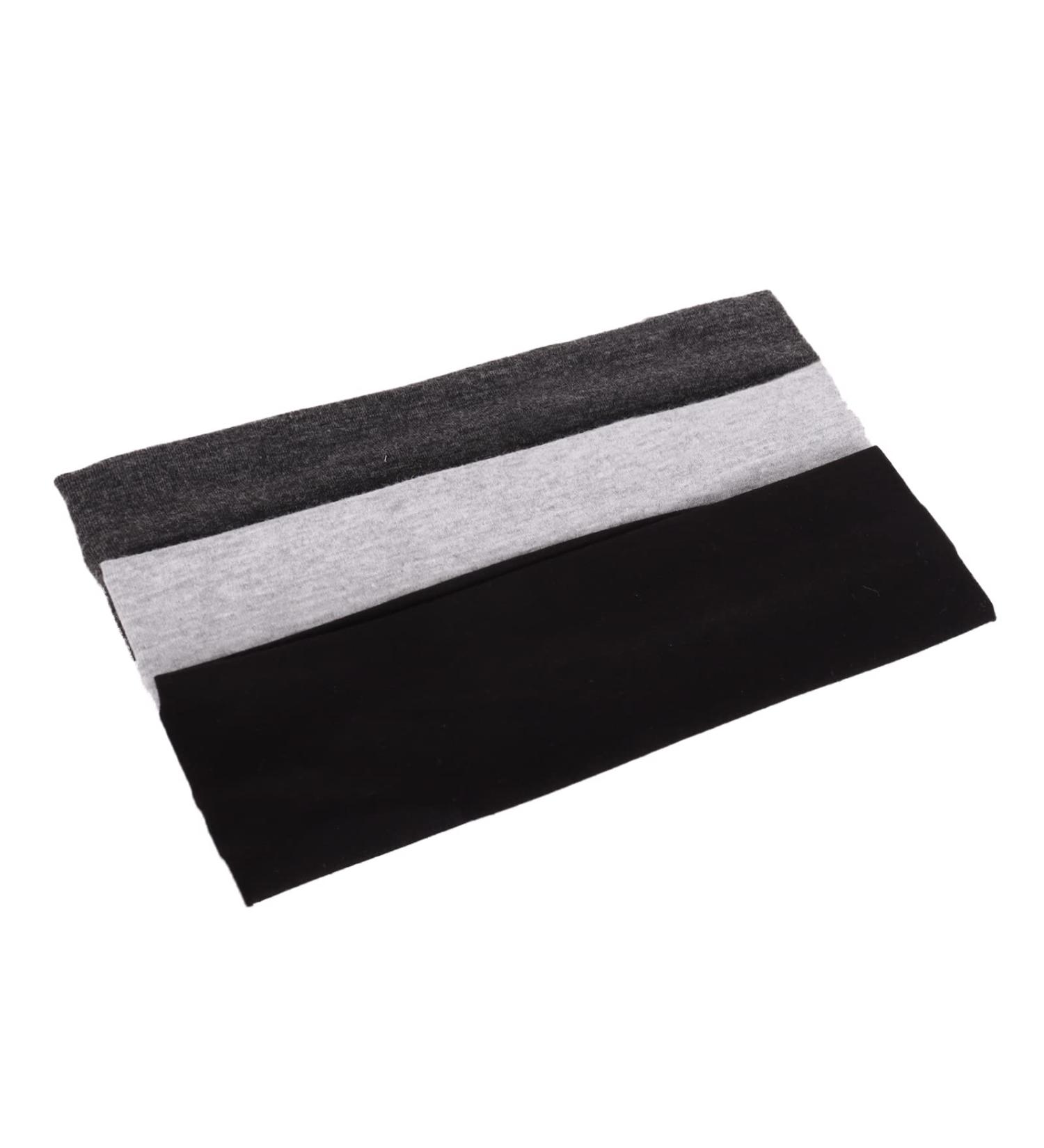 Mapofbeauty 3 Pack Yoga Headbands - Stretchy Cotton Hair Wraps for Sports Running & Gym (Black Dark Gray Gray) - Buy Online on GoSupps.com