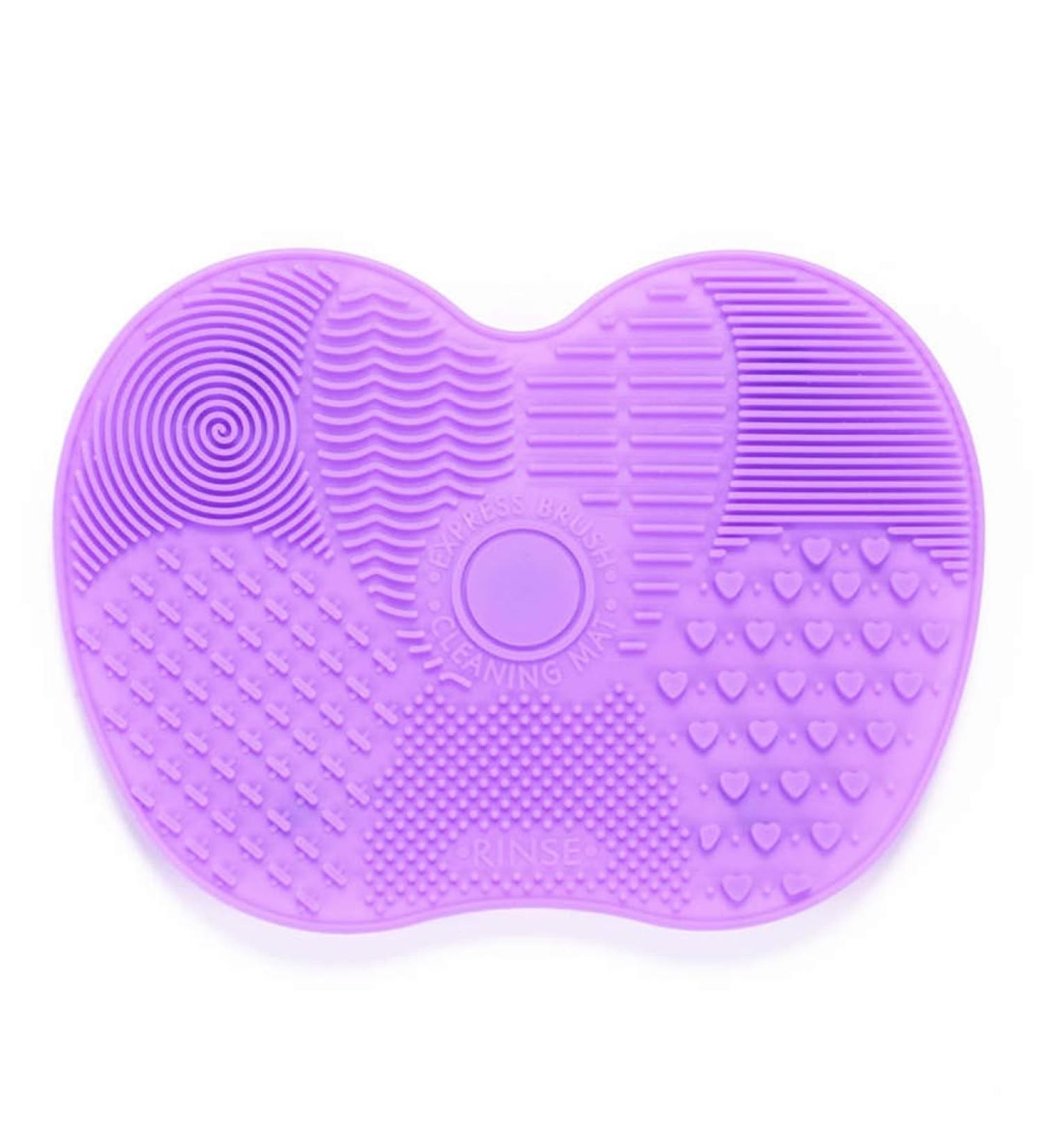 MAWANS MakeUp brush cleaning mat washing Silicone | Cleans Gel | foundation | Blush | Highlighters make up brush Cleaner Pad brush scrubber with Suction cups (Purple)