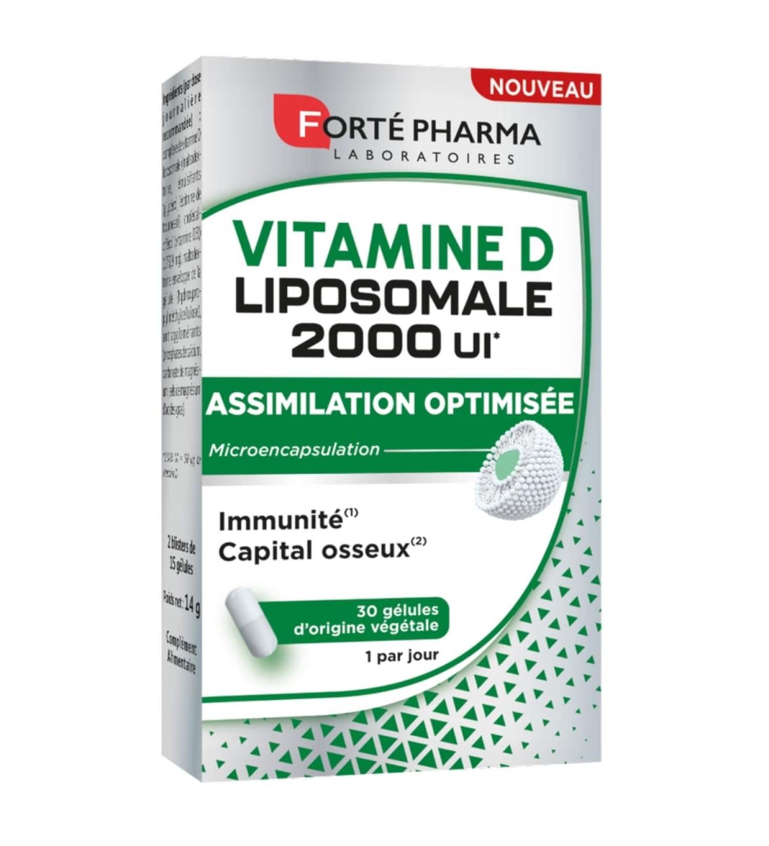 Fort Pharma Liposomal Vitamin D 2000 IU | Food Supplement Immune Defenses & Bone Health - Optimal Assimilation - Vegetable Capsules - From 12 years old | 30 capsules 1/day - Buy Online on GoSupps.com