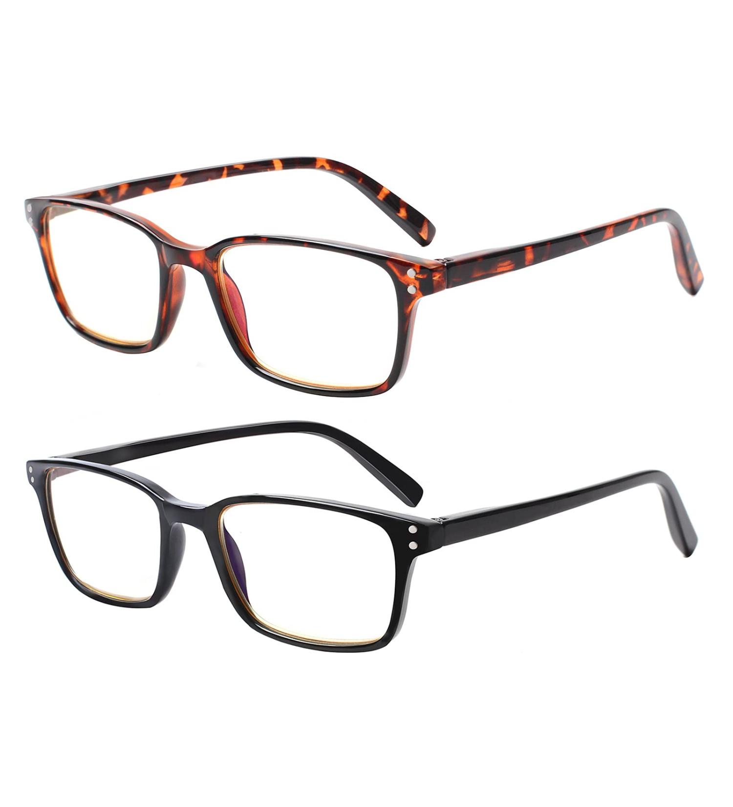 Cojwis Reading Glasses 2 Pack - Blue Light Blocking Feather Hinge Anti-Dizzy Glasses for Men & Women (2 Colors 2.00x) - Buy Online on GoSupps.com