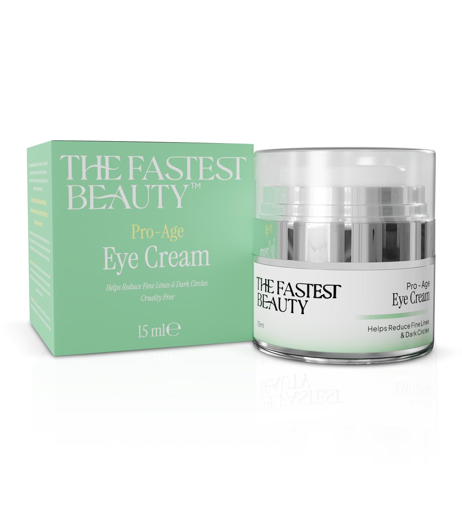 THE FASTEST BEAUTY Pro-Age Eye Cream 15ml - Reduce Fine Lines Anti Aging Ease Puffiness Powerful Natural Ingredients Vitamin E Natural Vegan + Cruelty-Free Made In Great Britain - Buy Online on GoSupps.com