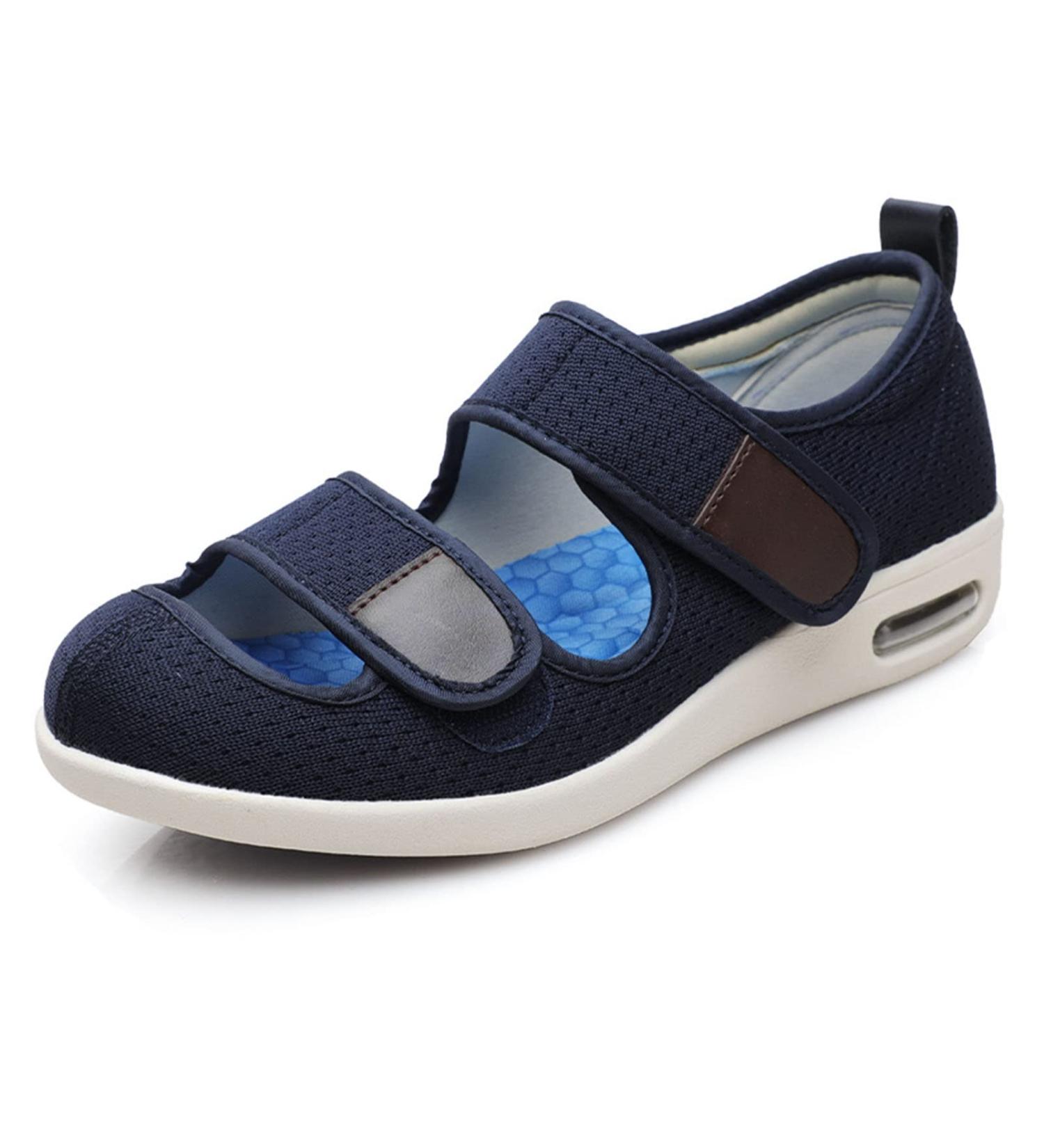 Diabetic Shoes for Women & Men - Wide Width Indoor Slippers with Arch Support, Air Cushion Bottom, and Edema Relief - Size 9.5 Blue - Buy Online on GoSupps.com