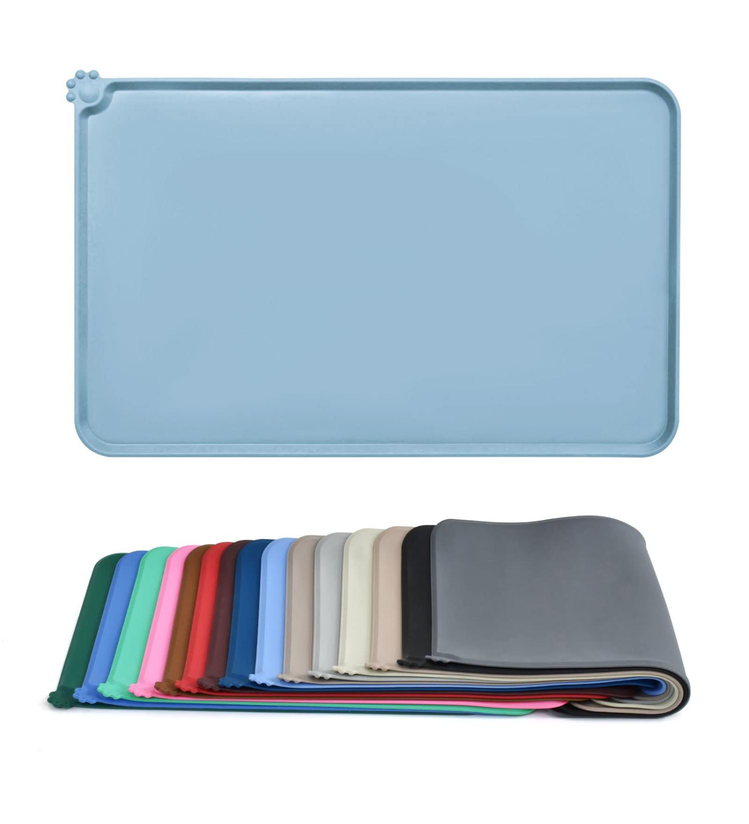 Audwud Silicone Waterproof Pet Feeding Mat for Dogs & Cats - Anti-Slip 53x38 cm Slate Color - Buy Online on GoSupps.com