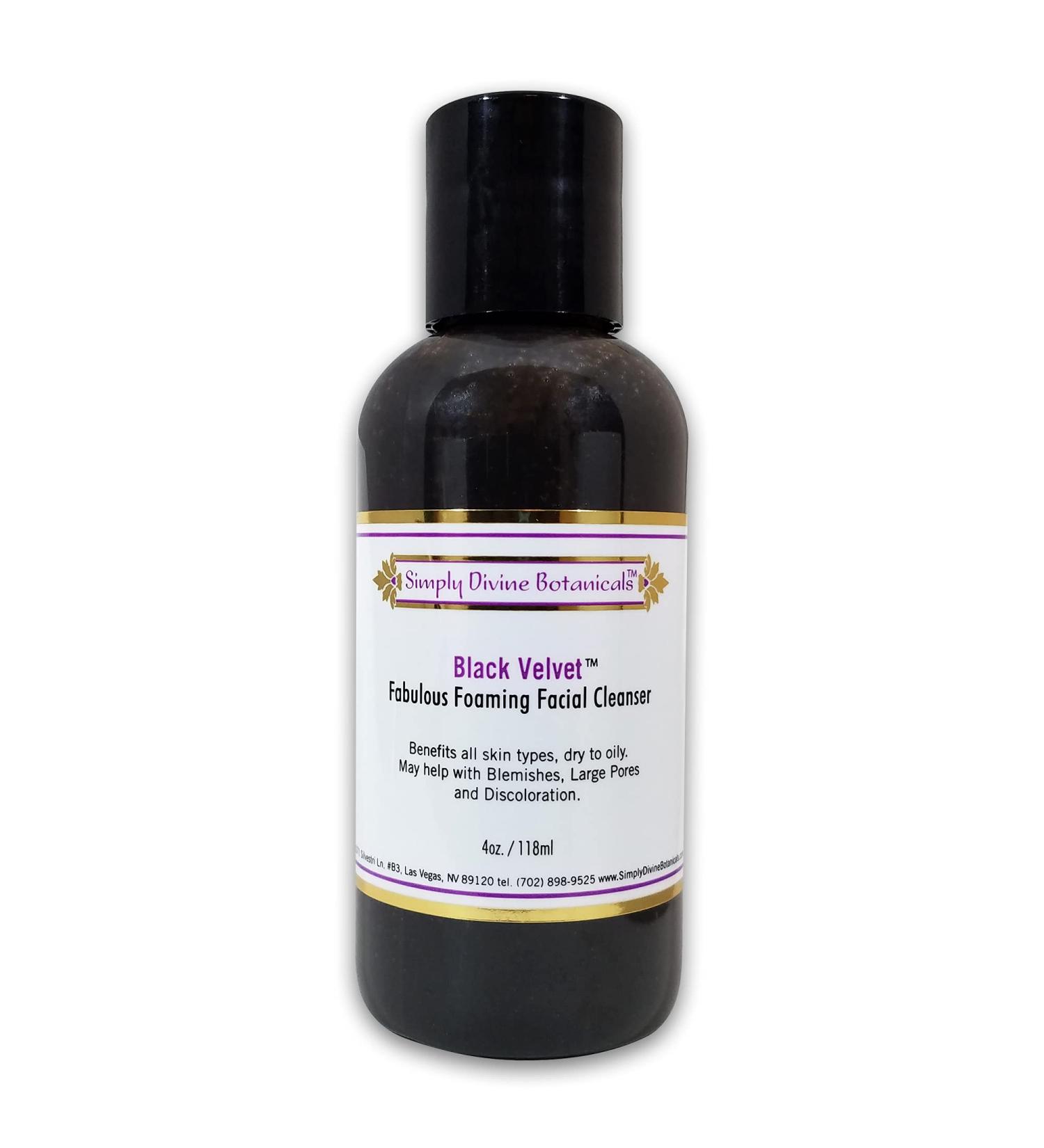 Simply Divine Botanicals Black Velvet - Natural and Organic Foaming Facial Cleanser to Clean Excess Oil Remove Makeup Prevent Blemishes Minimize Pores Soften Skin for All Skin Types 4 oz