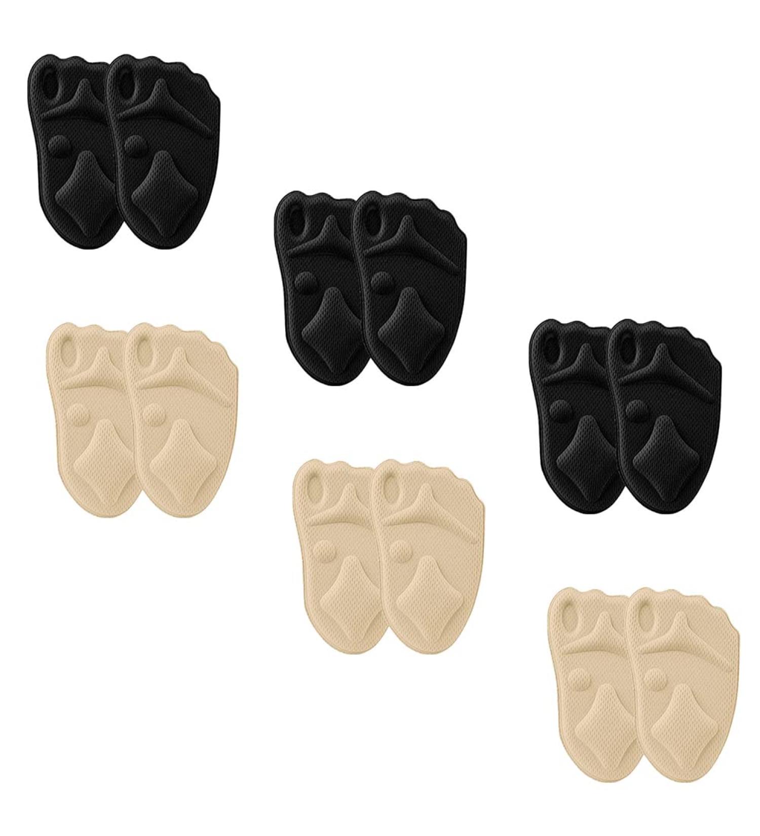 6 Pairs High Heel Sponge Forefoot Pads - Metatarsal Gel Insoles Comfortable Ball of Foot Support Stretch Fabric Half Insoles - Buy Online on GoSupps.com