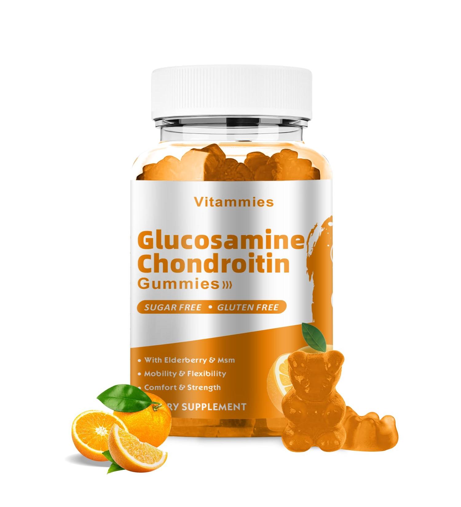 Glucosamine Chondroitin Gummies with MSM & Elderberry Extra Strength - Joint Support Antioxidant Immune Support Supplement for Adults Men & Women Minerals coenzyme Q10 DHA - 60 Orange Gummies - Buy Online on GoSupps.com