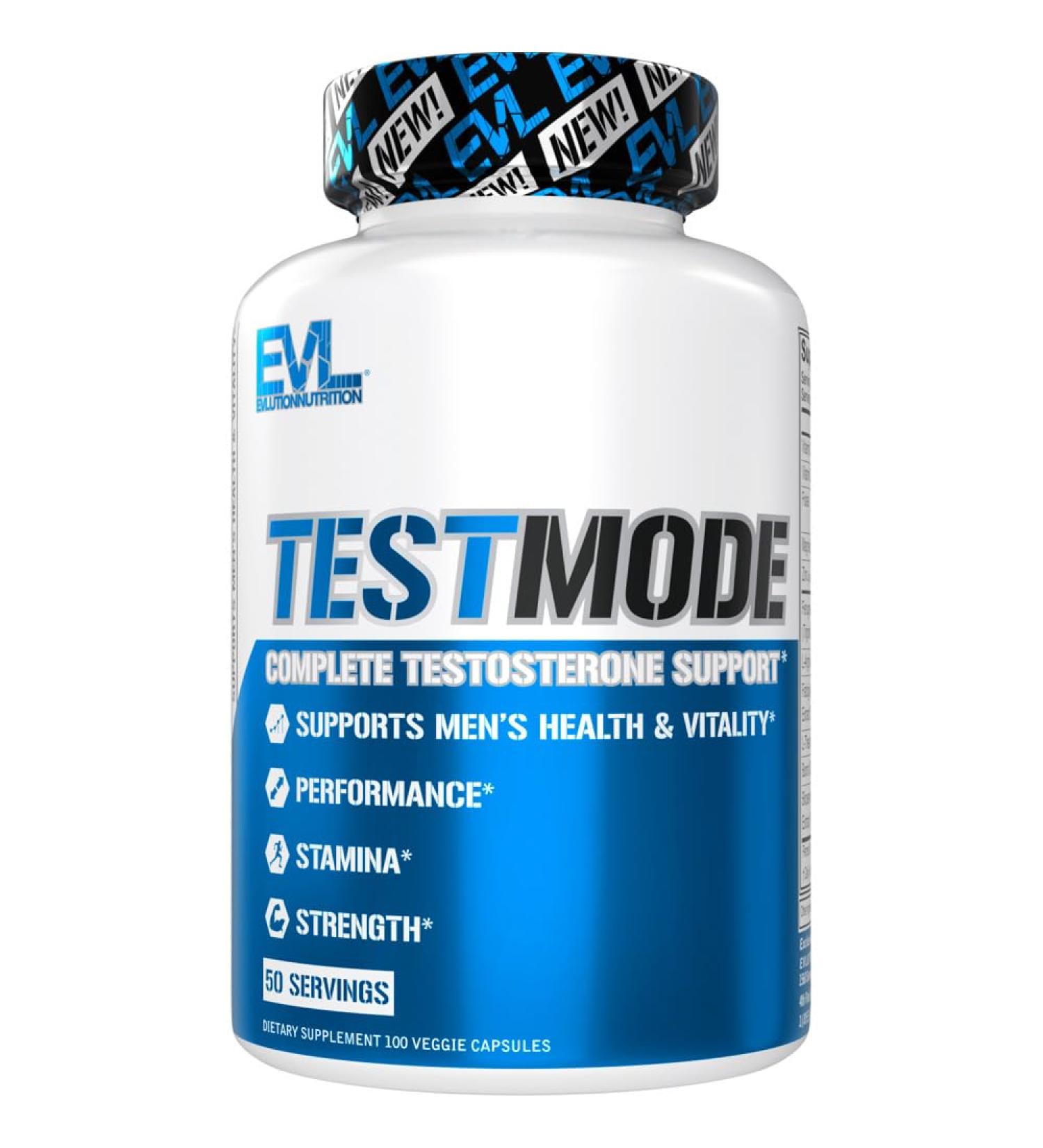Evlution Nutrition TestMode - Ultimate Testosterone Support Supplement for Men's Health & Vitality - 50 Servings 100 Veggie Capsules - Boost Performance Stamina & Strength - Buy Online on GoSupps.com