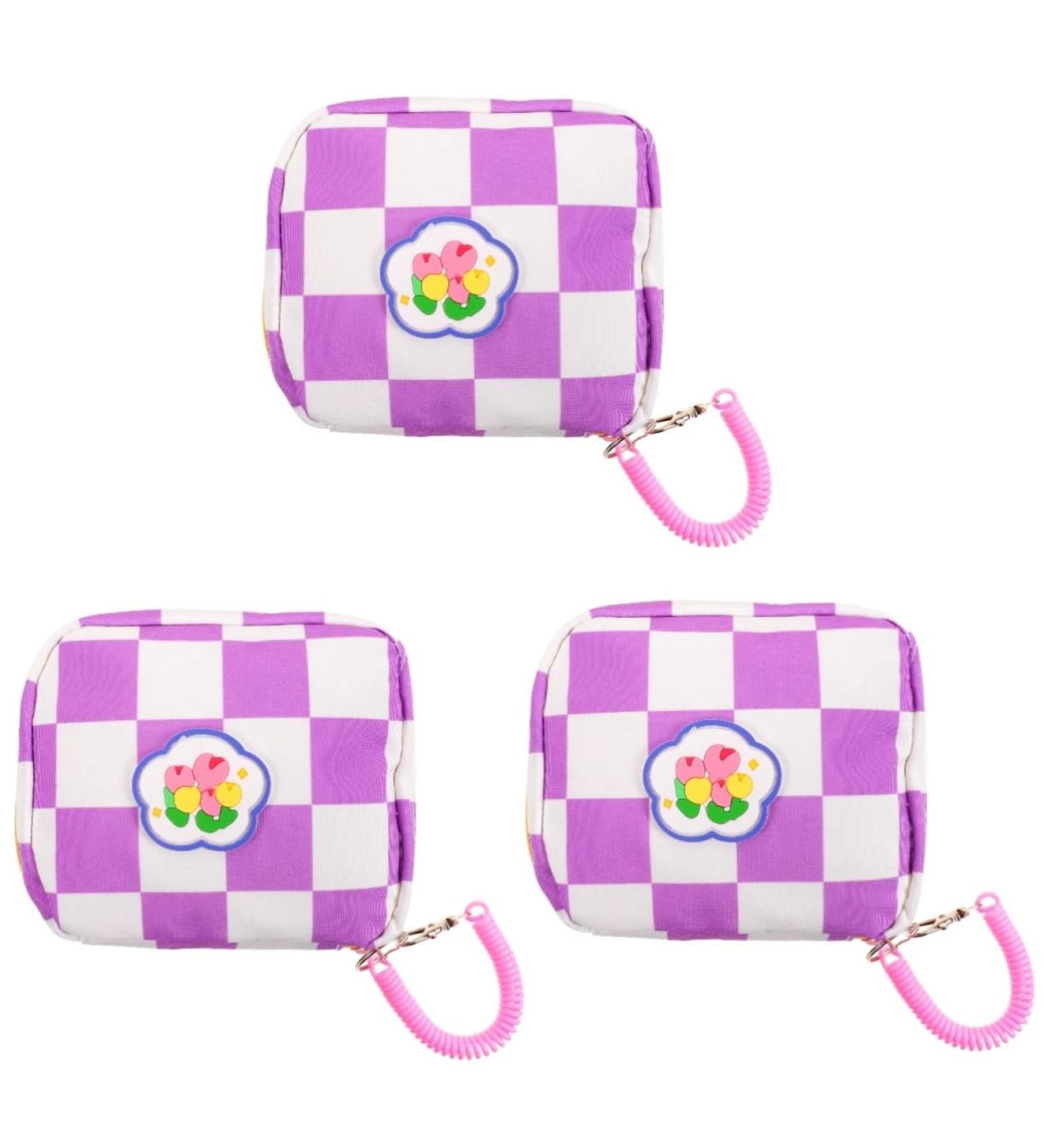 Healifty Aunt's Towel Storage Bag Set - Mini Clutch Organizer Pouch for Women | Portable Period Bag with Zipper Closure and Button Tampon Holder - Pu Violet - Buy Online on GoSupps.com