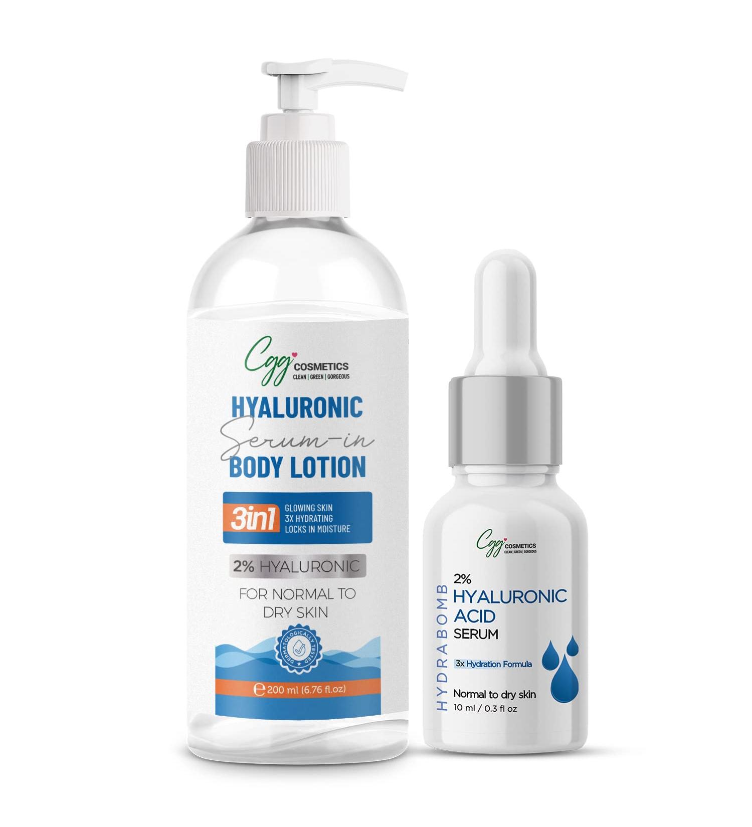 CGG COSMETIC CLEAN GREEN GORGEOUS COSMETIC Hyaluronic Acid Serum In Body Lotion & Free 10Ml Sample Of 2% 200Gram White - Buy Online on GoSupps.com