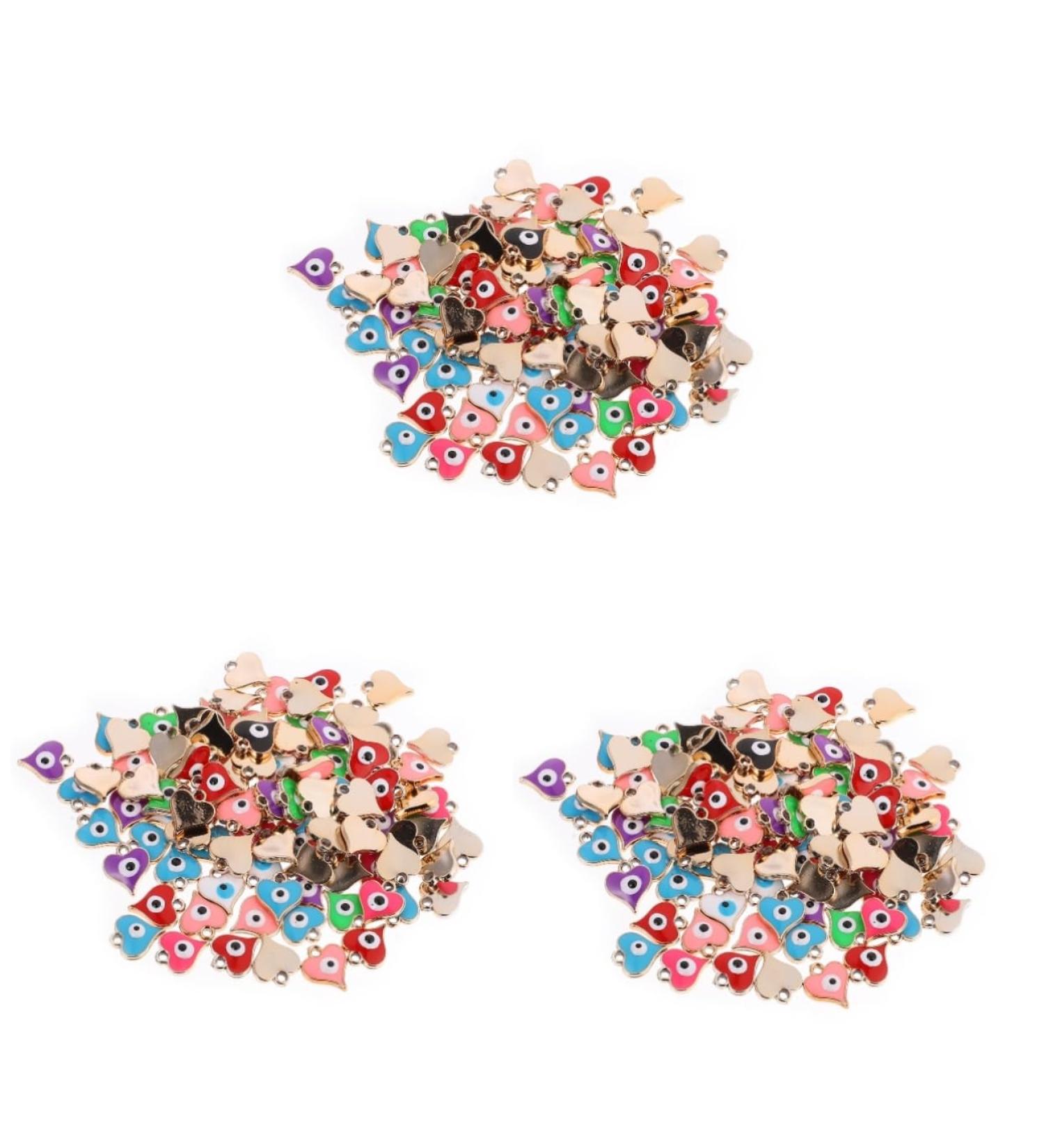 Lurrose 300 Pcs Heart Shaped Eye Material Heart Earrings Evil Eye Charm Pendants Round Apparel Resin Crafts - Buy Online on GoSupps.com