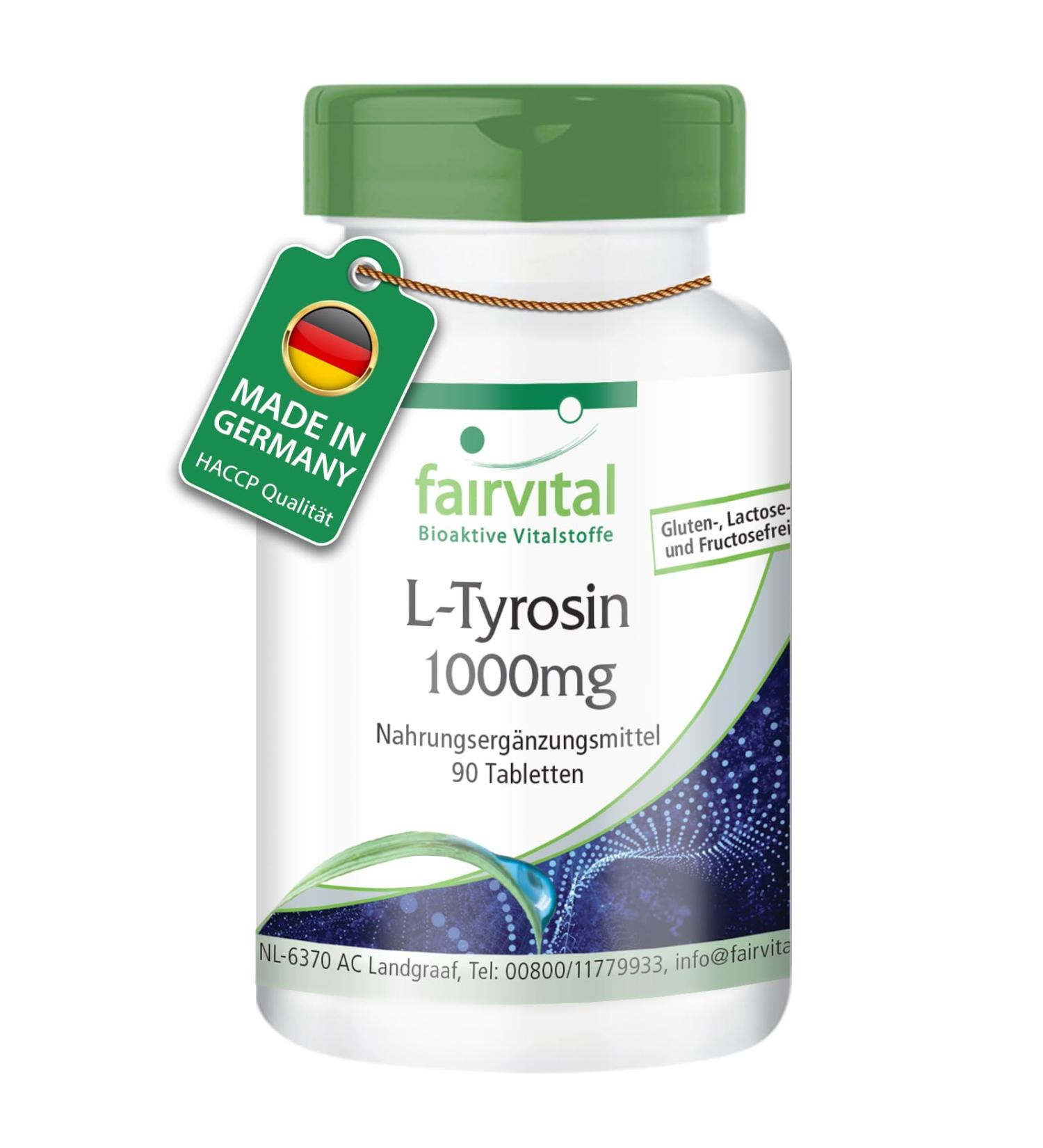 fairvital Fairvital | L-Tyrosine 1000mg - 90 tablets - 1000mg per tablet - tested quality and high dose - 100% vegan - Fa - Buy Online on GoSupps.com