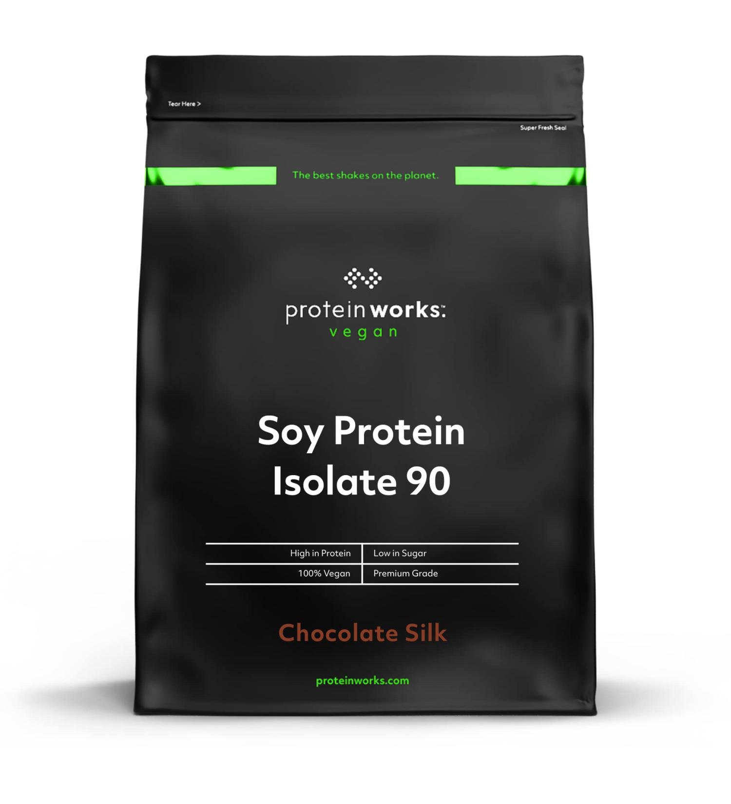 Protein Works Soy Protein 90 Isolate Powder 1kg - Chocolate Silk | 100% Plant-Based, Low Fat, No Added Sugar, Gluten-Free - Buy Online on GoSupps.com