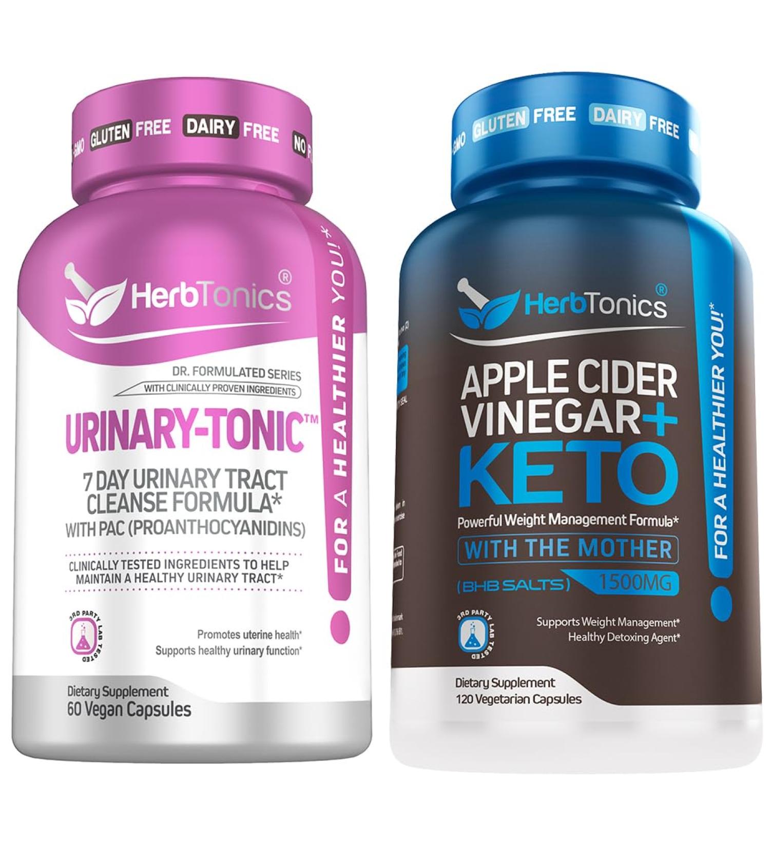 Herbtonics Fast Acting Urinary Tract Cleanse Treatment | Formula UTI with 36 mg PAC | Apple Cider Vinegar Capsules Plus Keto BHB | Fat Burner & Weight Loss Supplement for Women & Men - Buy Online on GoSupps.com