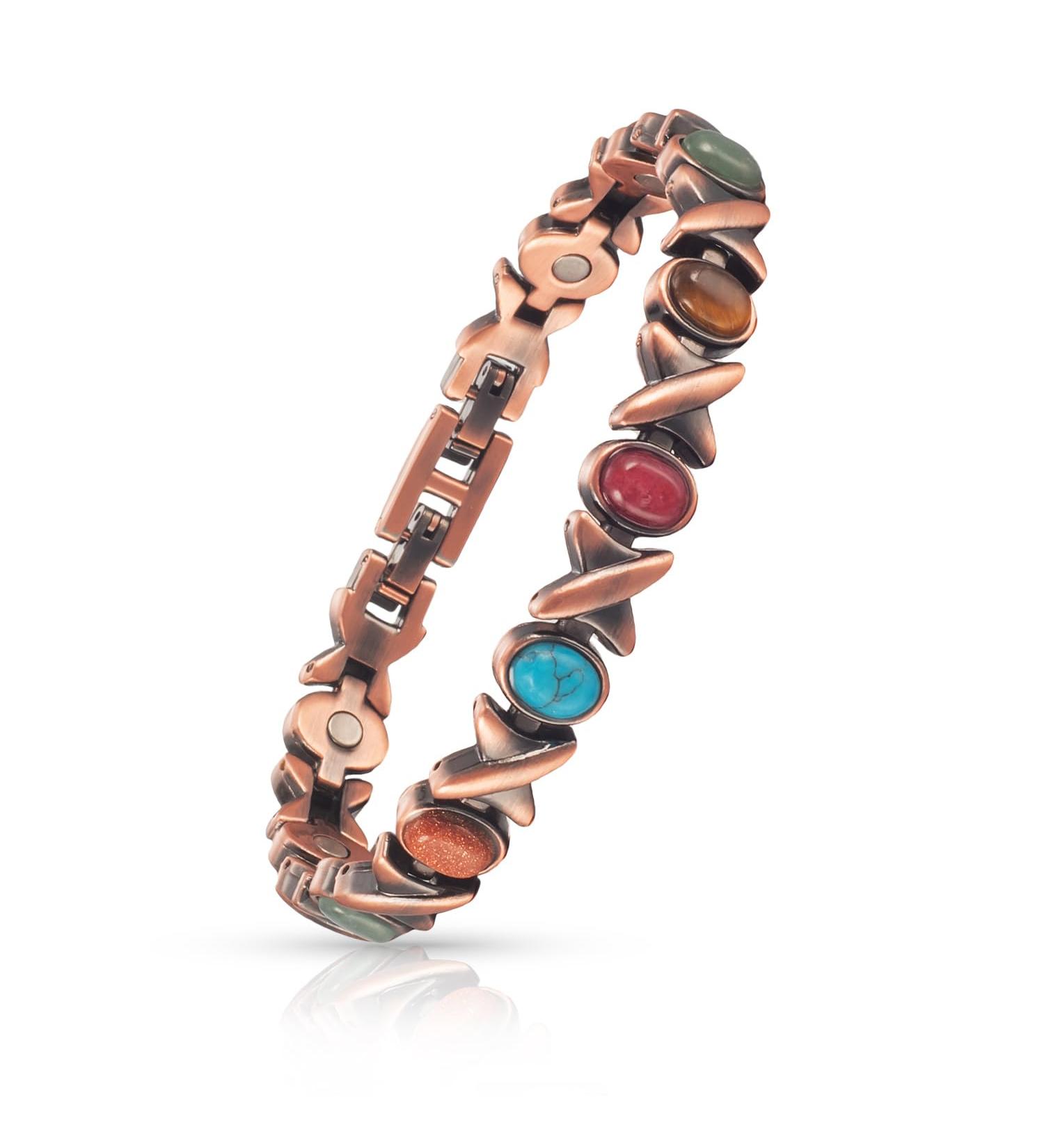 EnerCoppeX Copper Magnetic Bracelet for Women - Turquoise Jewelry with 3500 Gauss Magnet (COB-0176) - Buy Online on GoSupps.com