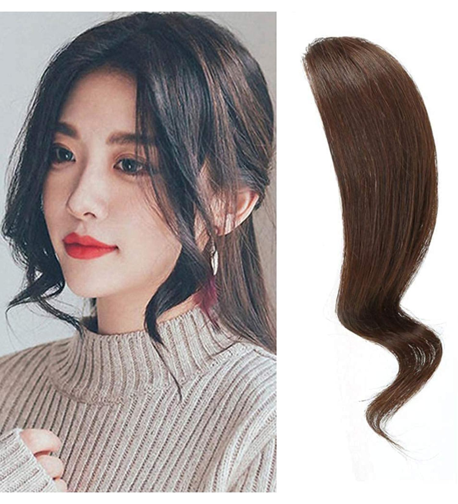 Dark Brown Side Bangs 2PC - Curly Human Hair Clip-In Fringe Extensions - Buy Online on GoSupps.com