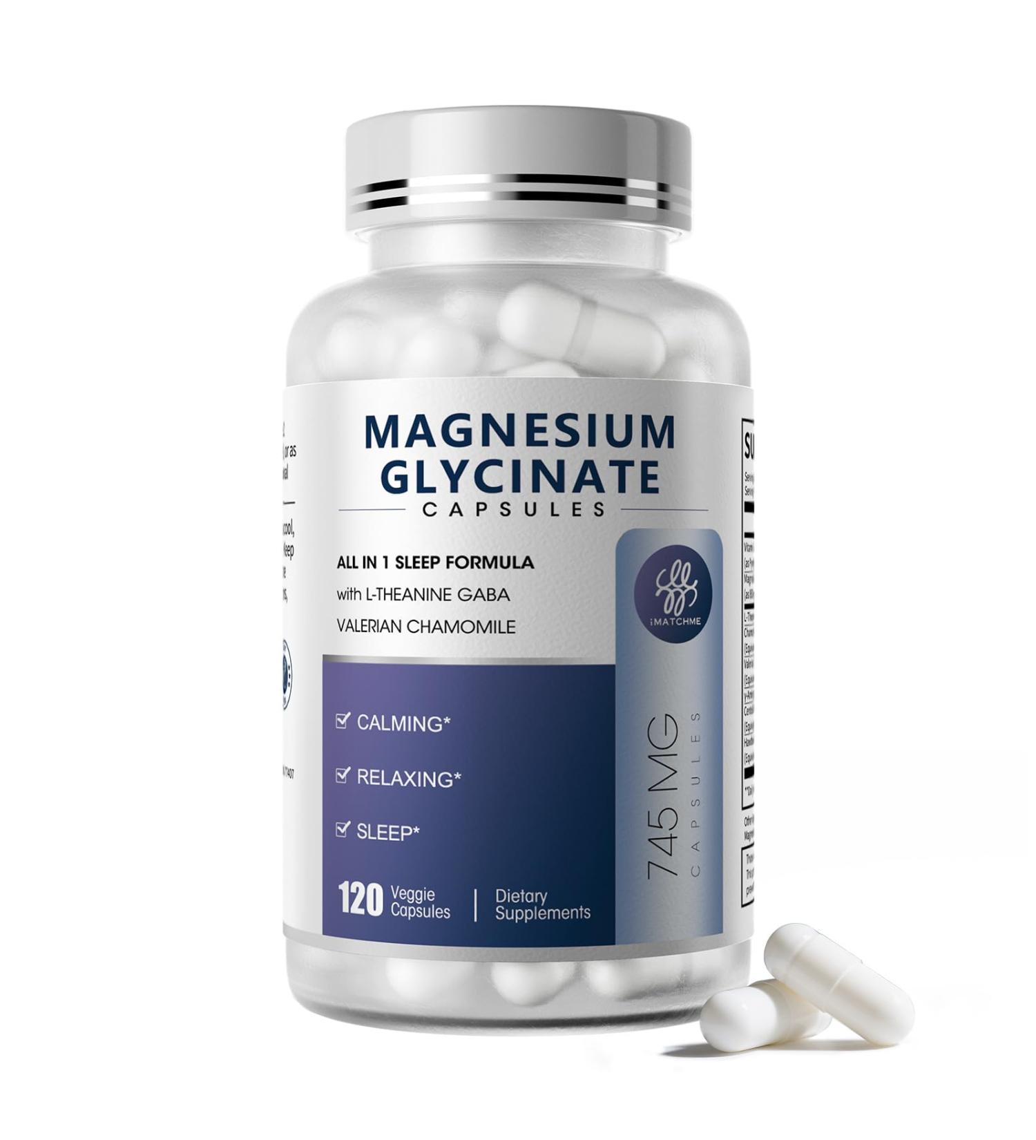 Magnesium Glycinate 850mg Capsules with L-Theanine, Chamomile & GABA for Sleep, Calmness, Muscle, Bone Health & Immune Support, Magnesium for Women and Men, Vegan, High-Absorption, 120 Count 120 Count (Pack of 1) - Buy Online on GoSupps.com