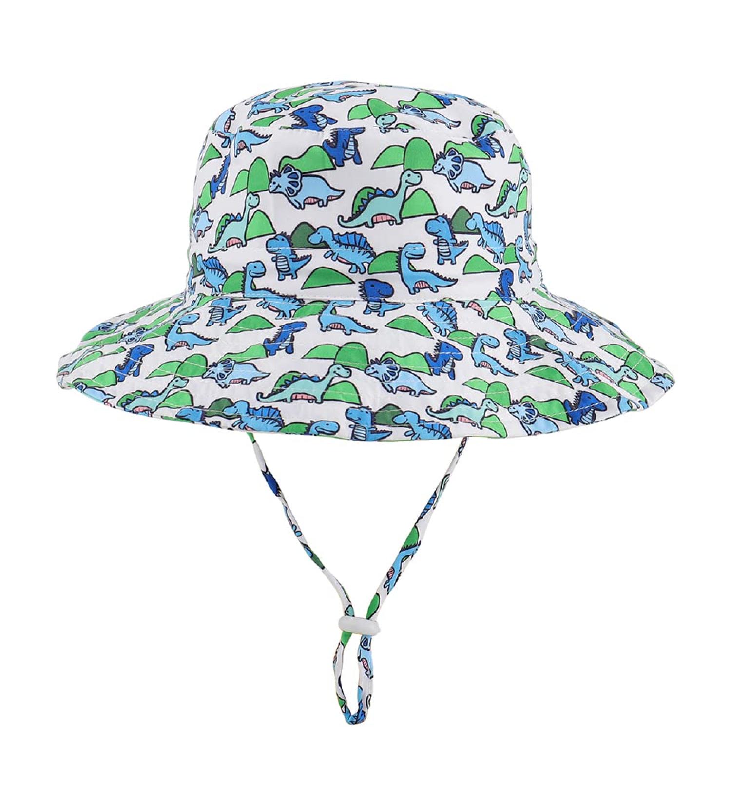 LACOFIA Toddler Baby Sun Hat | Wide Brim Bucket Hat for Outdoor Swim | Adjustable 6-24 Months | Unisex Kids Summer Beach Pool Wear | B-Dinosaur - Buy Online on GoSupps.com