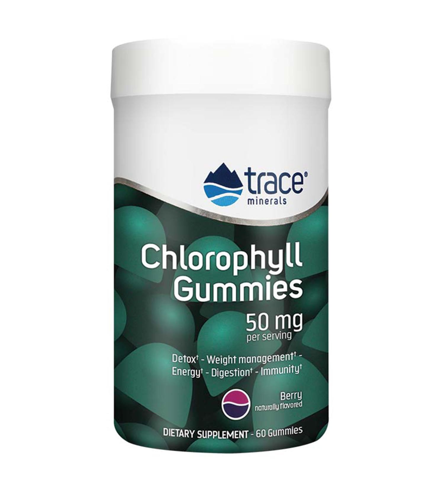 Trace Minerals Chlorophyll Gummies 50mg 60 Vegan Gums Lab Tested Vegetarian Gluten Free Soy Free Non-GMO - Buy Online on GoSupps.com