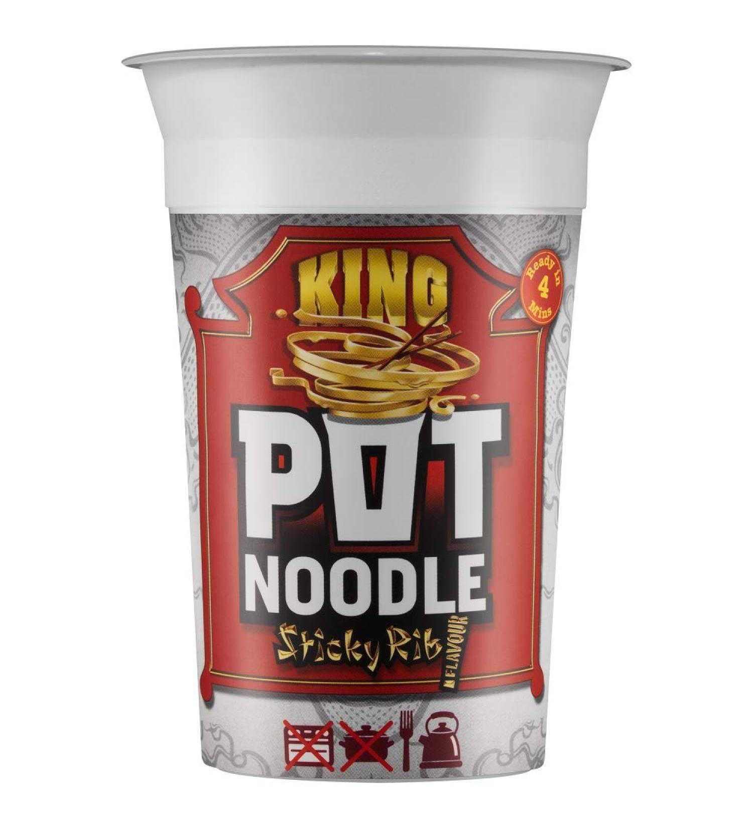 Pot Noodle King Sticky Rib 114g - Delicious Instant Noodle, Pack of 1 - Buy Online on GoSupps.com