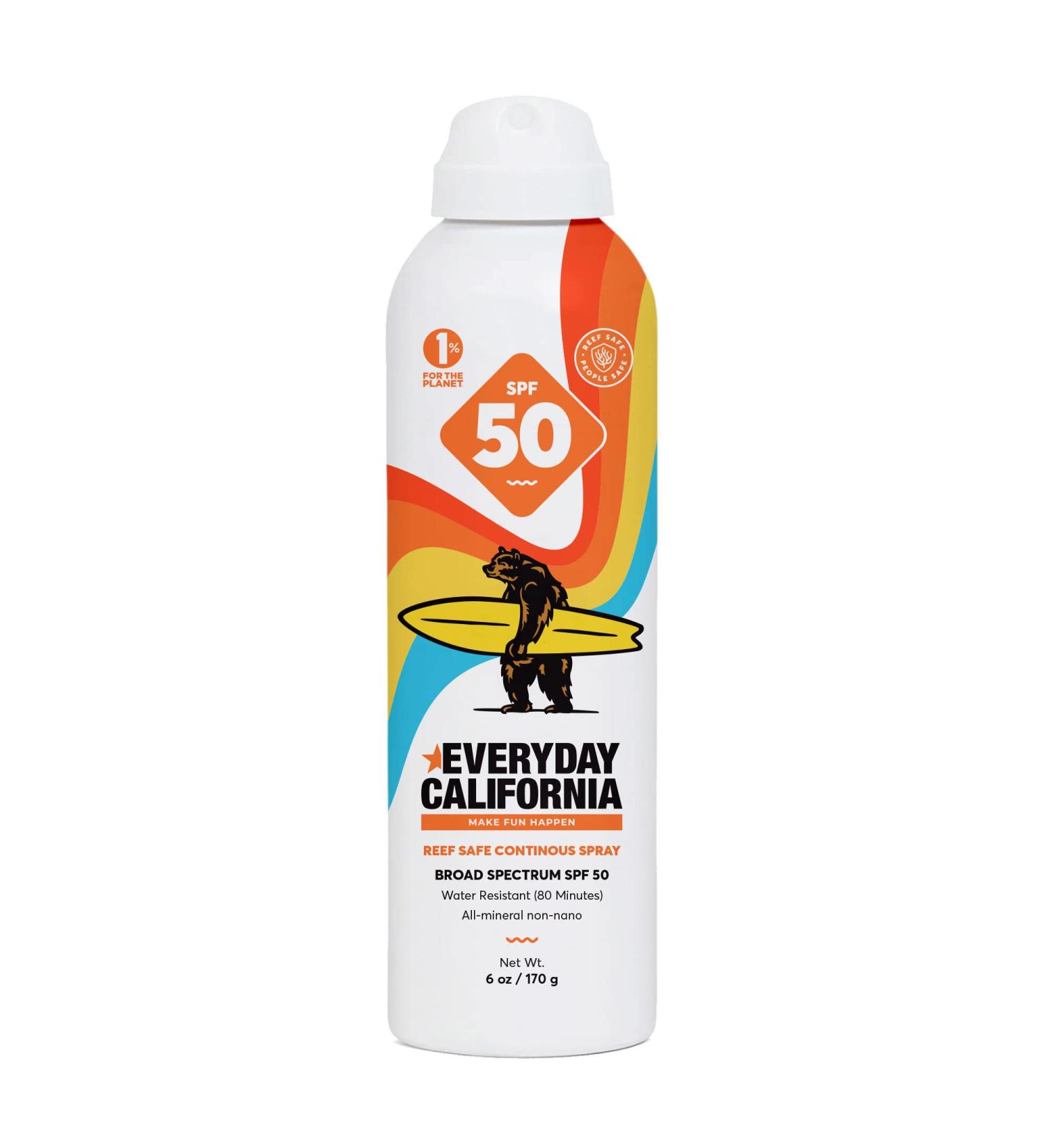 Everyday California SPF 50 Reef Safe Mineral Spray Sport Sunscreen - Water Resistant - Coral Reef Friendly UVA/UVB Protection (6oz) - Buy Online on GoSupps.com