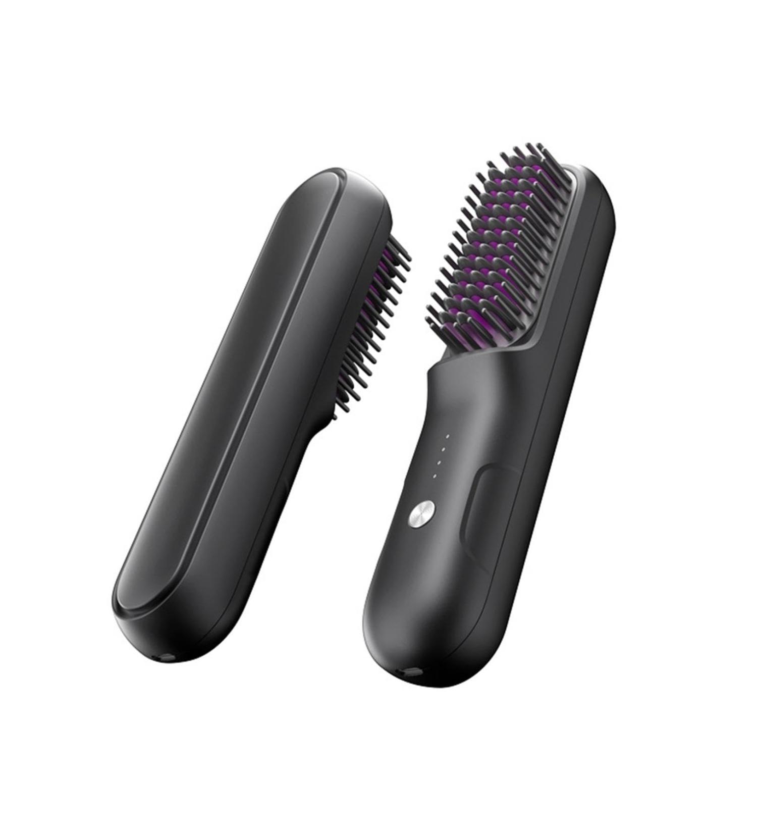 Hair Straightener Brush & Comb - Nano Heating for All Hair Types - Double Anion Technology - Mini Ionic Hot Straightening Tool (Black 2-PC - Buy Online on GoSupps.com