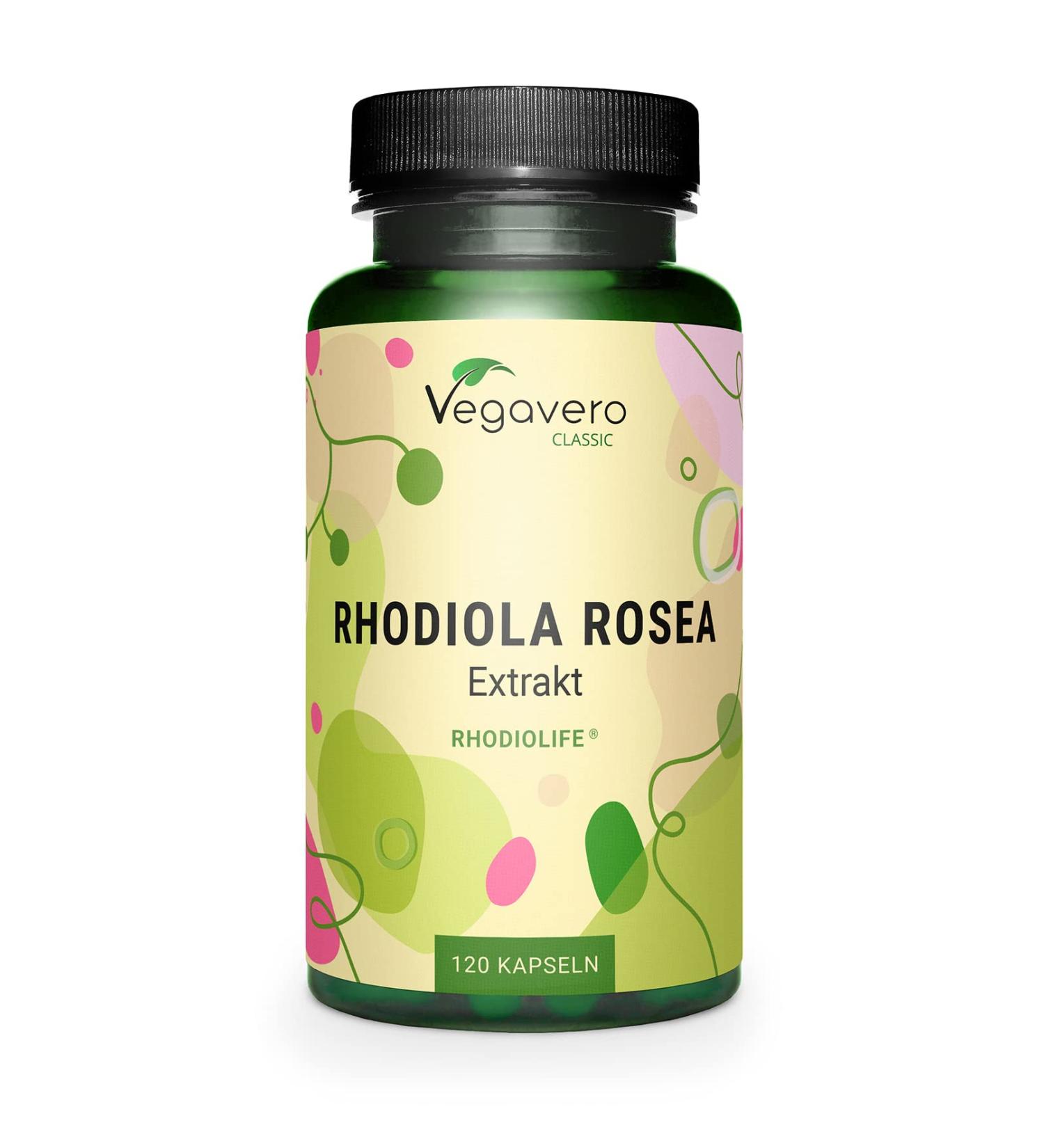 Premium Rhodiola Rosea Vegavero 120 Capsules | 3% Rosavins & 1% Salidroside | Vegan Adaptogenic Supplement - Buy Online on GoSupps.com