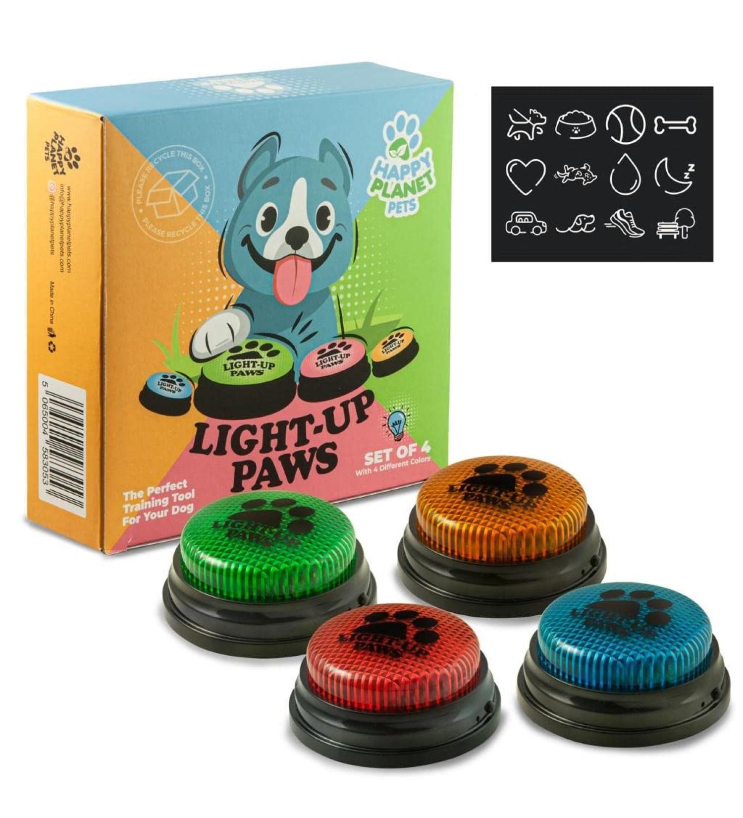 LightUp Paws LED Training Buttons for Dogs & Pets | Recordable Buzzers for Easy Communication | Perfect Pet Gift with Free Stickers - Buy Online on GoSupps.com