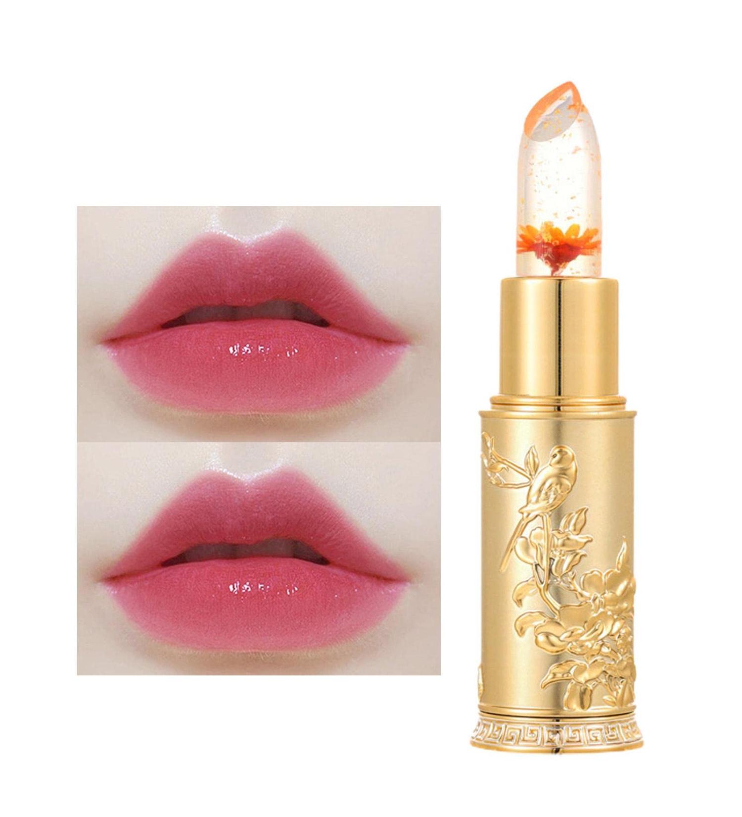 Moisturizing Nourishing Jelly Lipstick | Long Lasting Nourishing Lip Balm | Gold Leaf Temperature Color Lip Balm Flower Scented Rianpesn - Buy Online on GoSupps.com