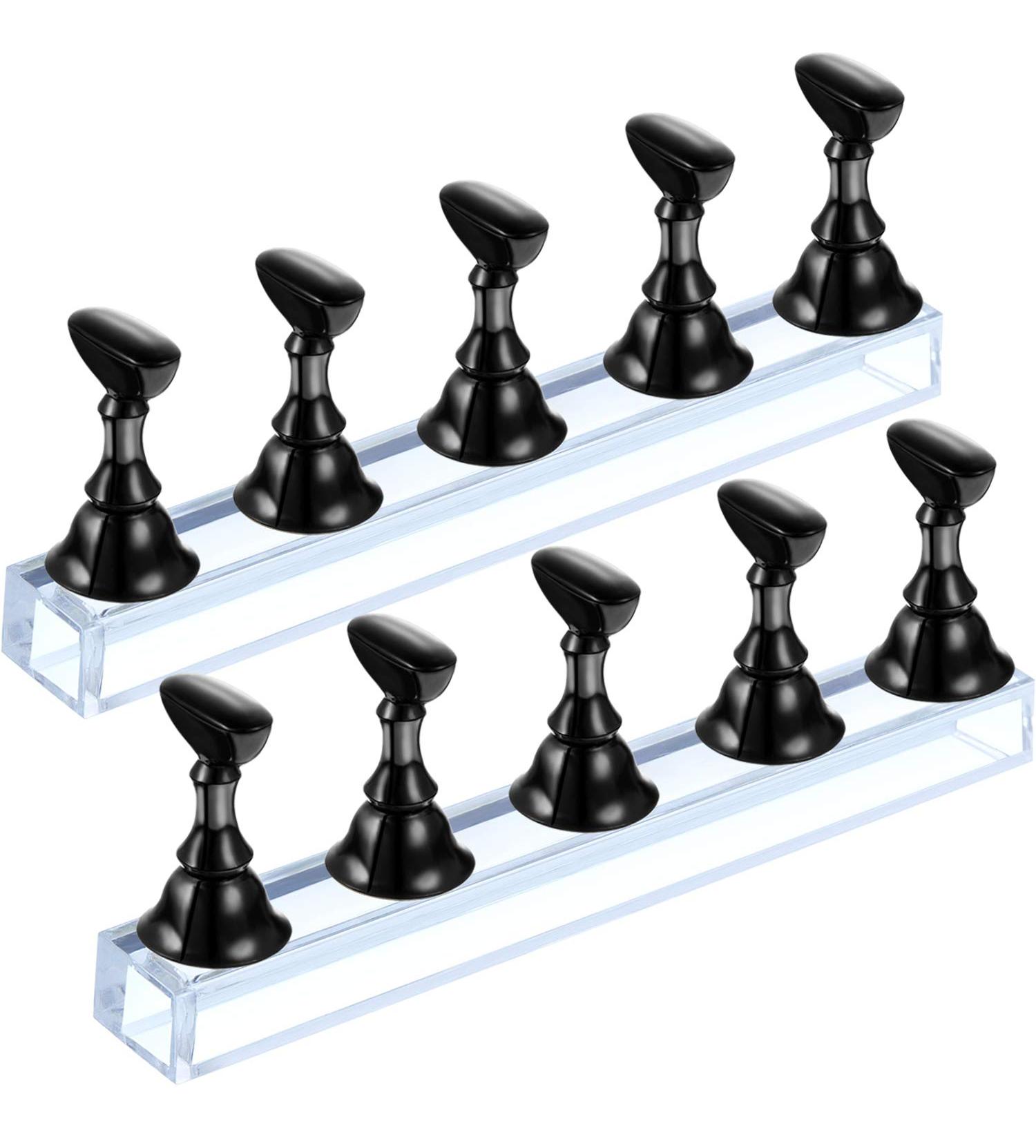 2 Sets Acrylic Nail Display Stand Nail Tip Practice Holder Magnetic Nail Practice Stand Fingernail DIY Nail Art Stand for False Nail Tip Manicure Tool Home Salon Use (Black) - Buy Online on GoSupps.com