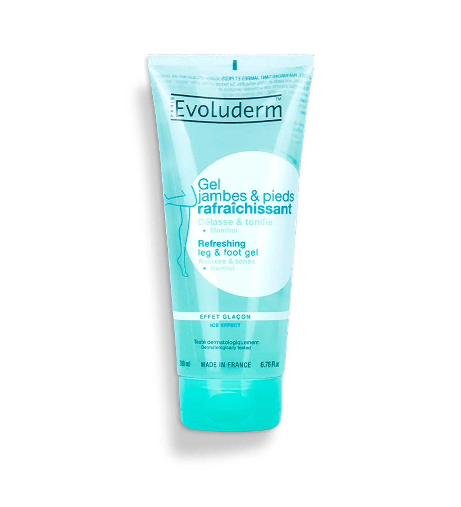 EVOLUDERM - Gel Rafra chissant Jambes & Pieds - 200 ml - 96% d'Origine Naturelle - V gan - Fabrication Fran aise - Buy Online on GoSupps.com