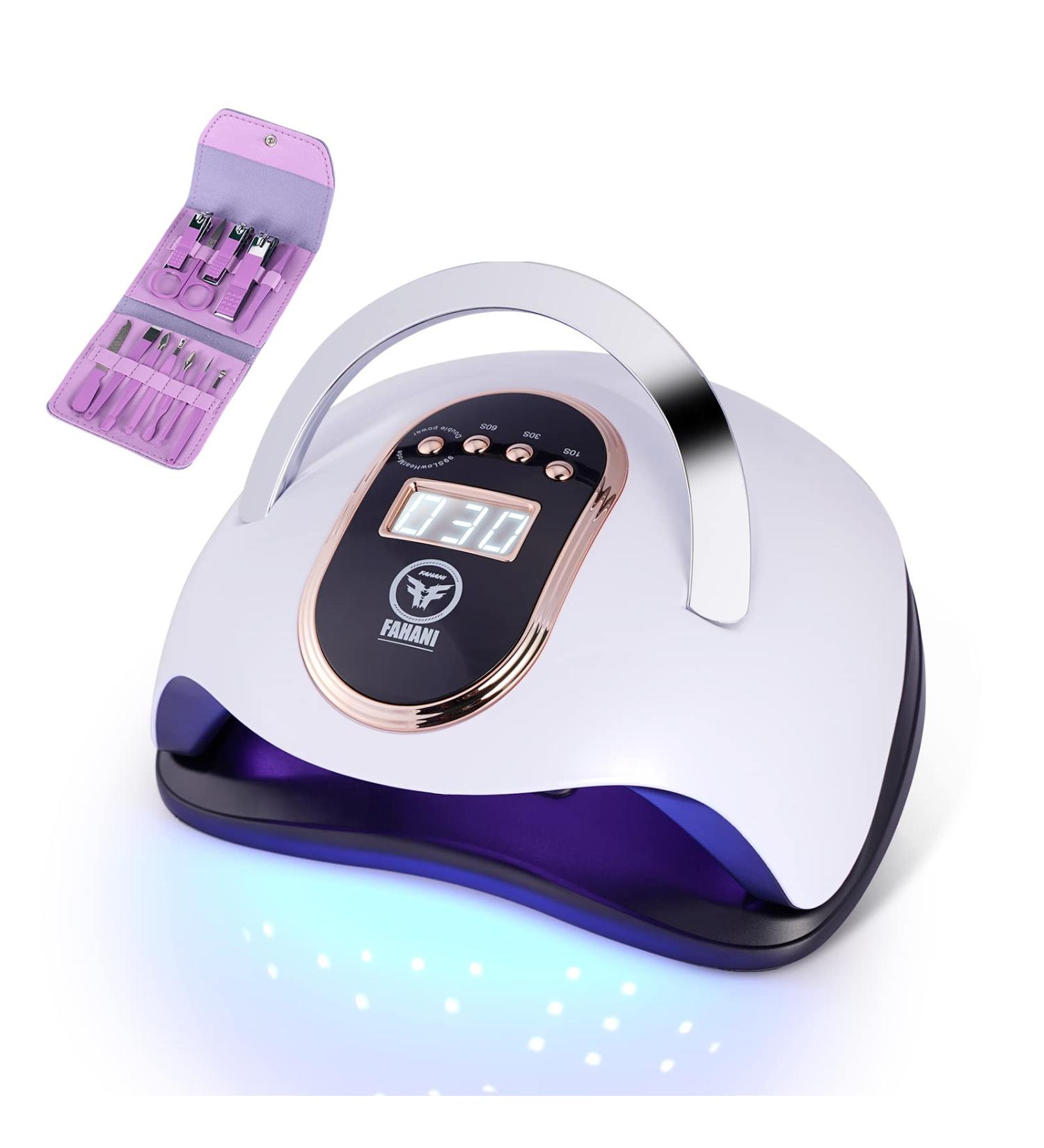 Fahani 168W LED UV Nail Lamp for Gel Polish | Professional Nail Dryer with 36 UV Lights & Infrared Sensing | 4 Timers | Includes 12 Pcs Manicure/Pedicure Set | Portable Nail Art Curing Lamp - Buy Online on GoSupps.com