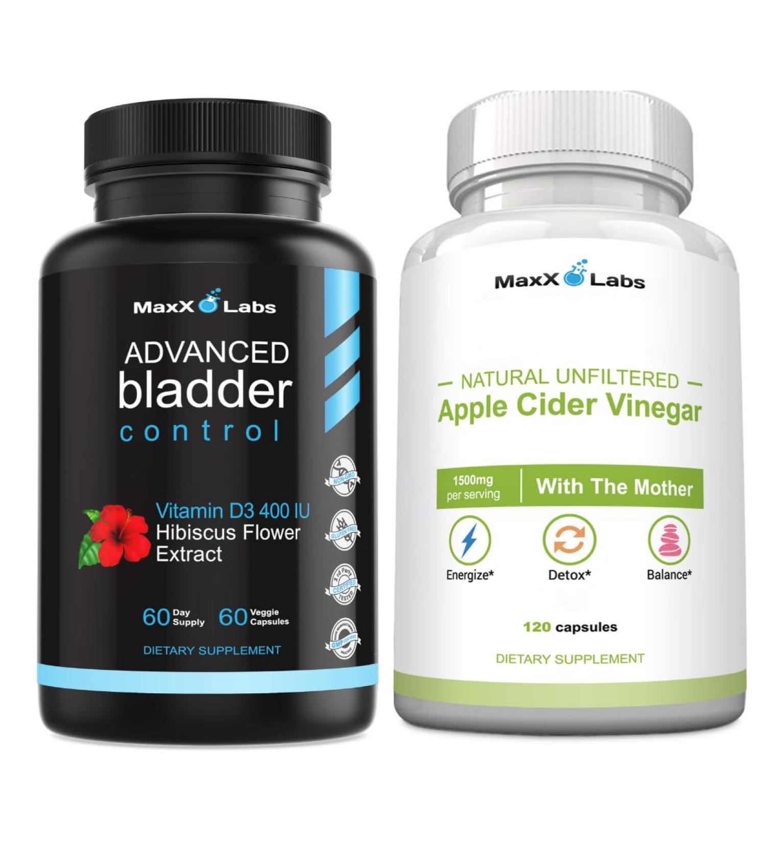 MaxX Labs Advanced Bladder Control UTI Cranberry Supplement - Potent Blend of Pumpkin Seed Oil 60 Caps + Apple Cider Vinegar Capsules with The Mother - Help Improve Energy Immunity Digestion 120 Ct - Buy Online on GoSupps.com
